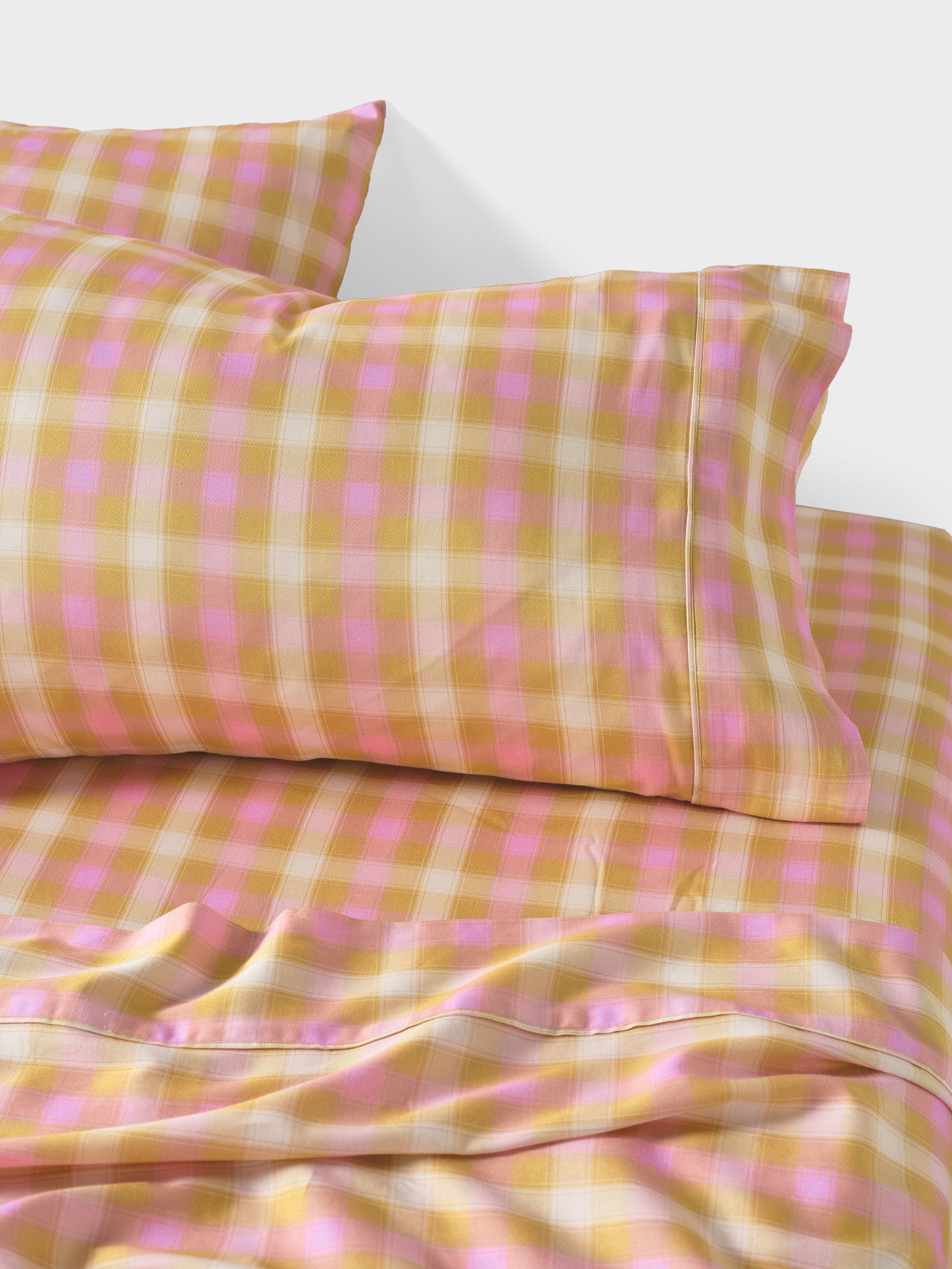 Sunrise Check Bubblegum Sheet Set