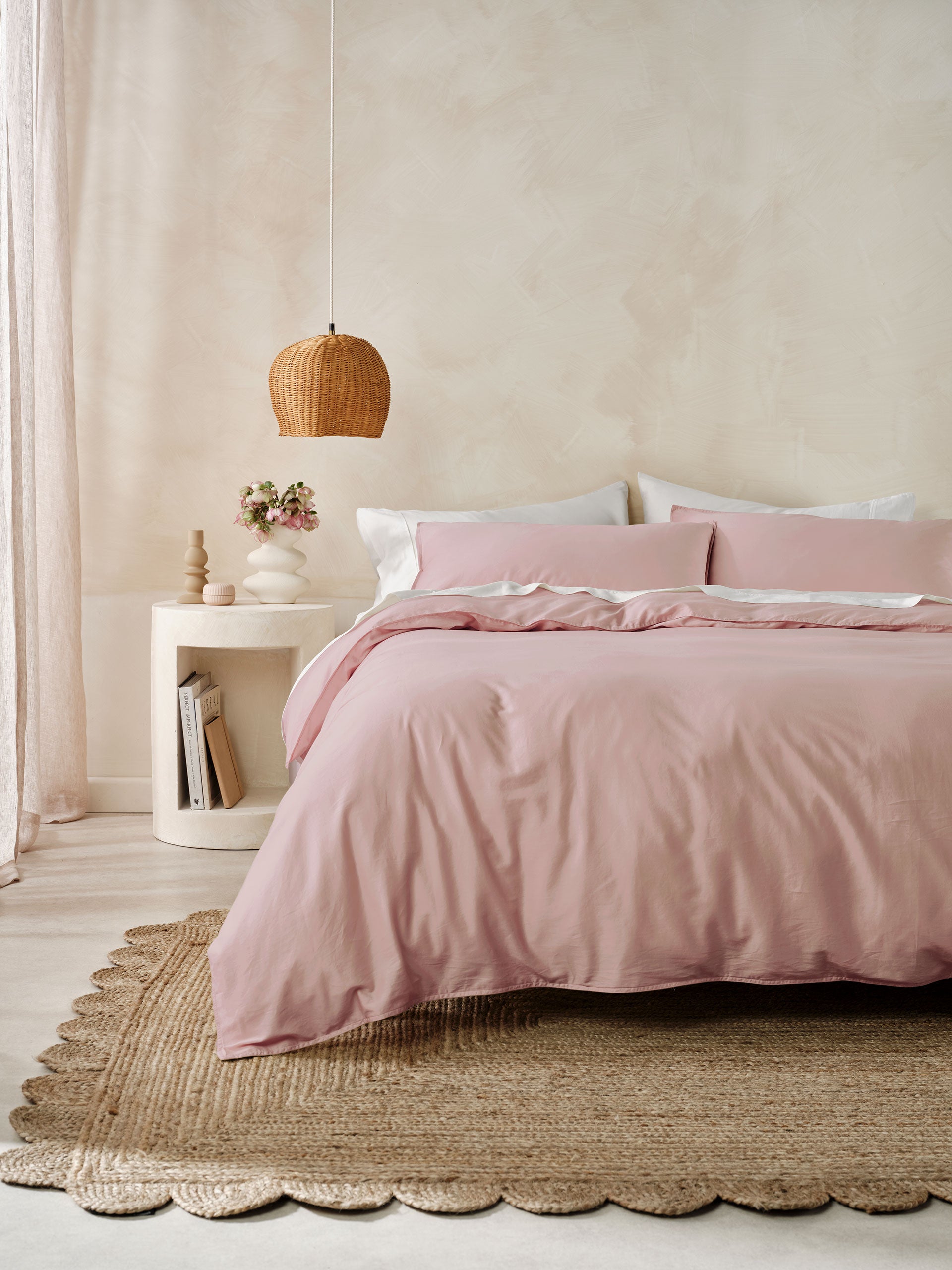 Surf Wash Dusty Rose Quilt Cover Set