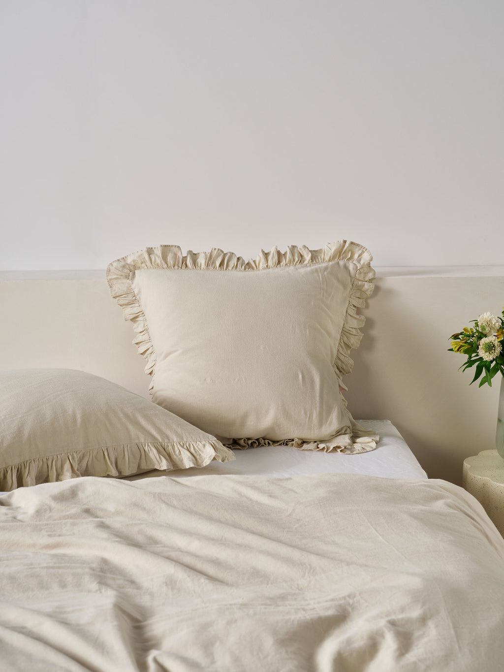Vintage Ruffle Natural Quilt Cover Set