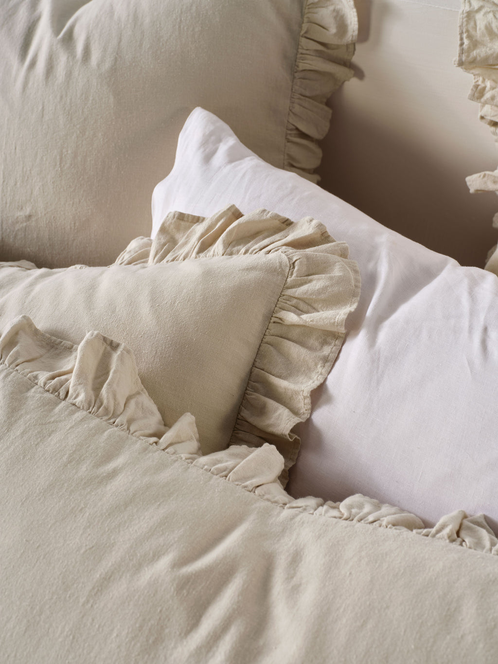 Vintage Ruffle Natural Quilt Cover Set