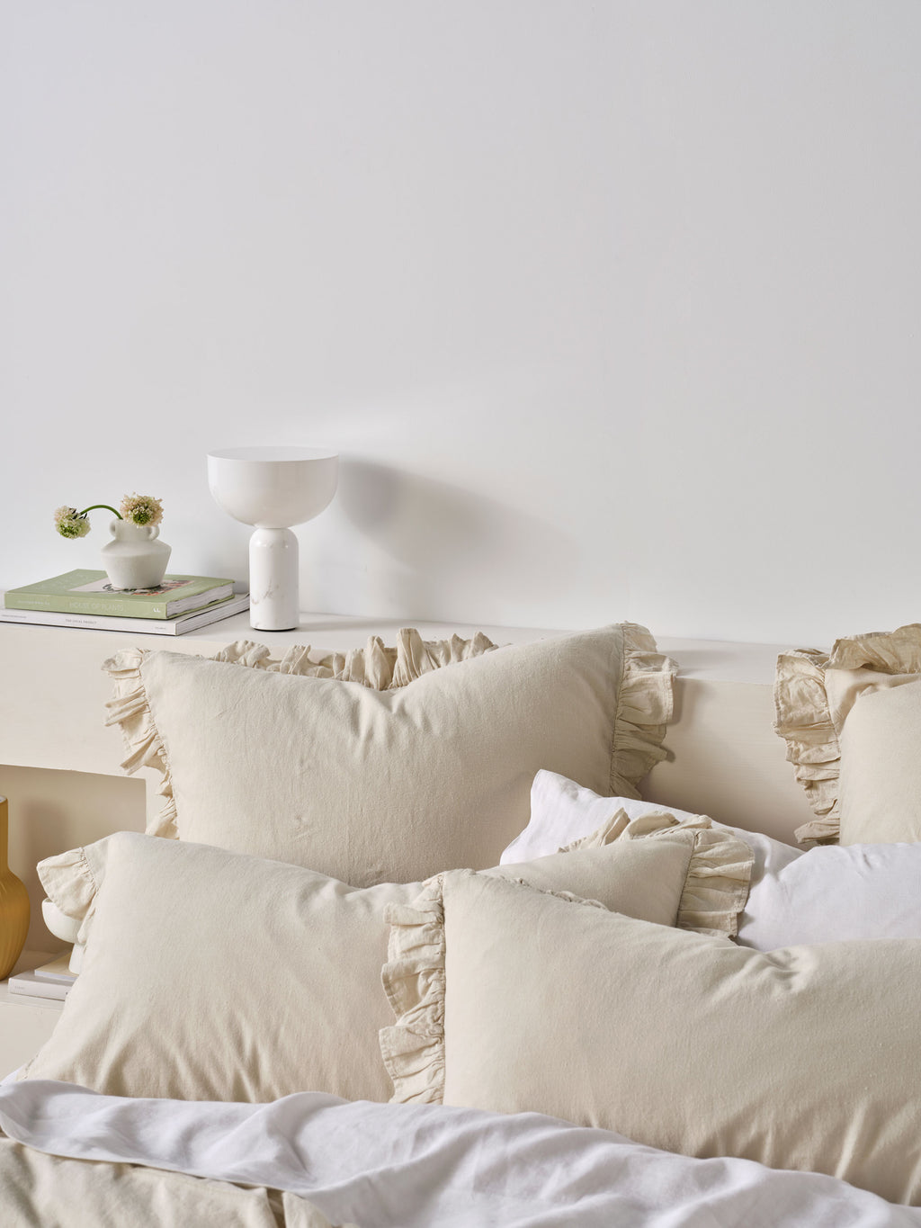 Vintage Ruffle Natural Quilt Cover Set