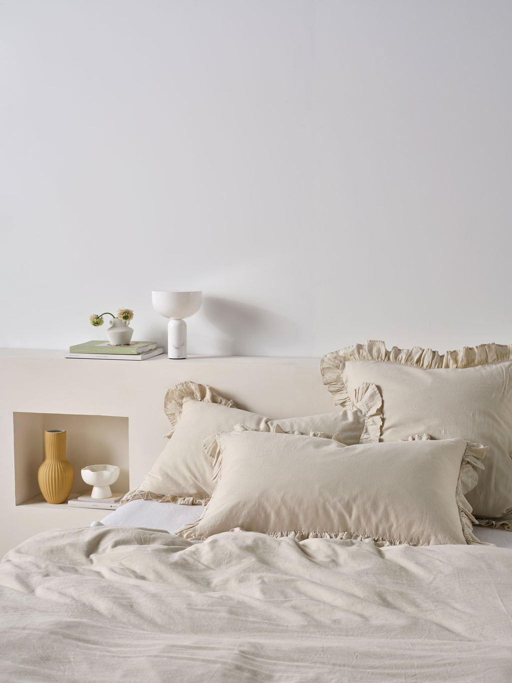 Vintage Ruffle Natural Quilt Cover Set