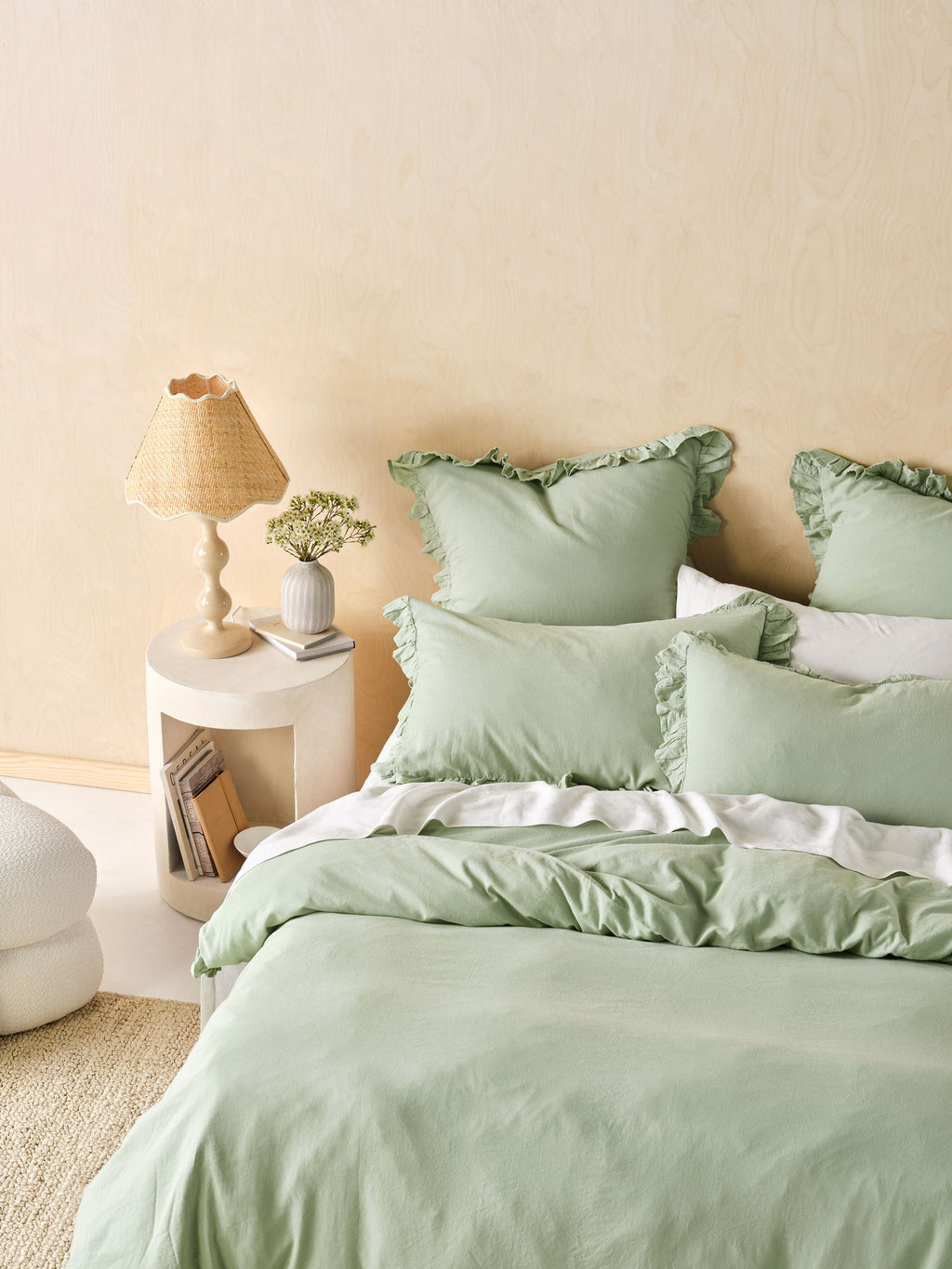 Vintage Ruffle Seaglass Quilt Cover Set