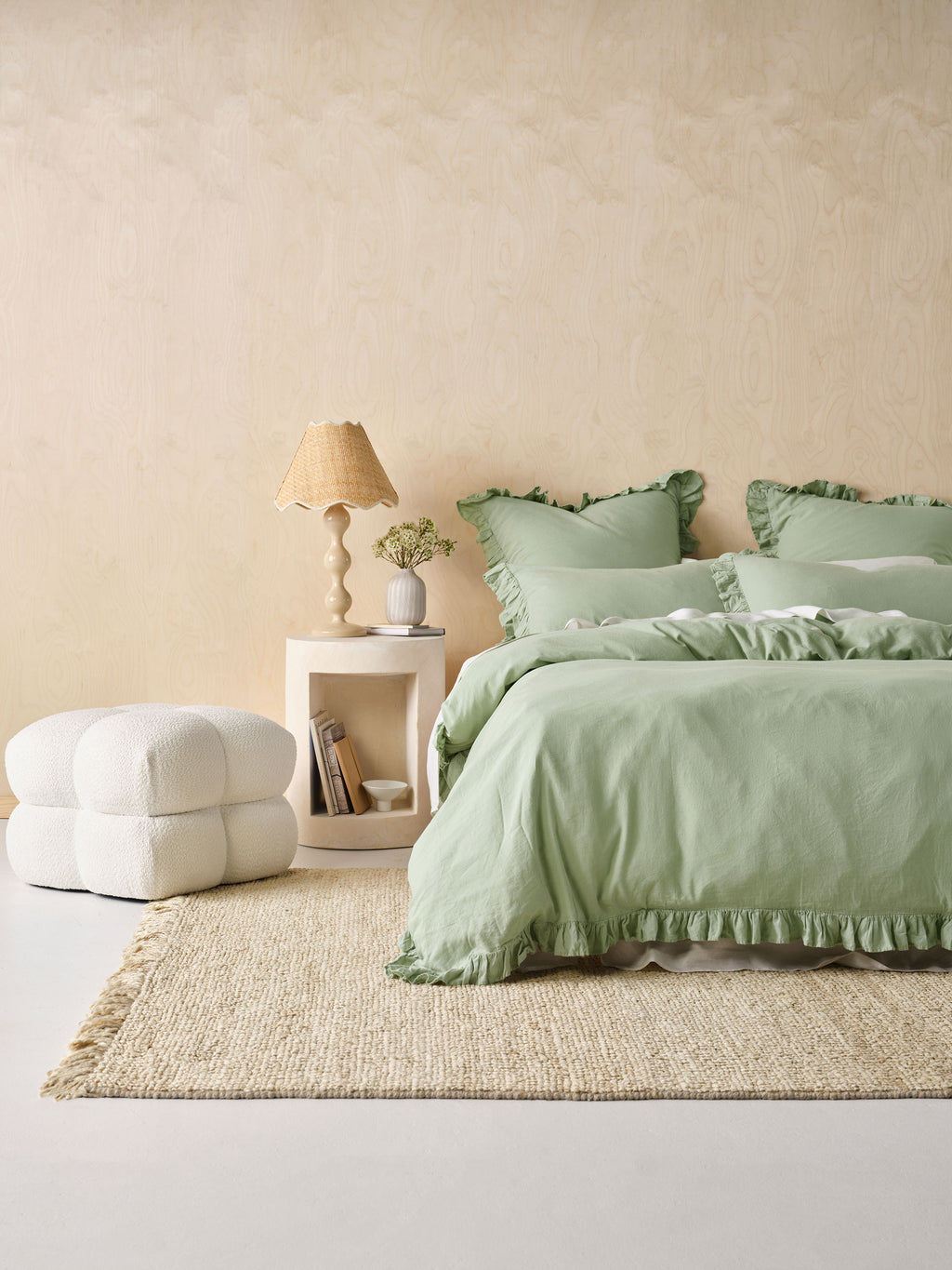 Vintage Ruffle Seaglass Quilt Cover Set