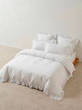 Vintage Ruffle White Quilt Cover Set
