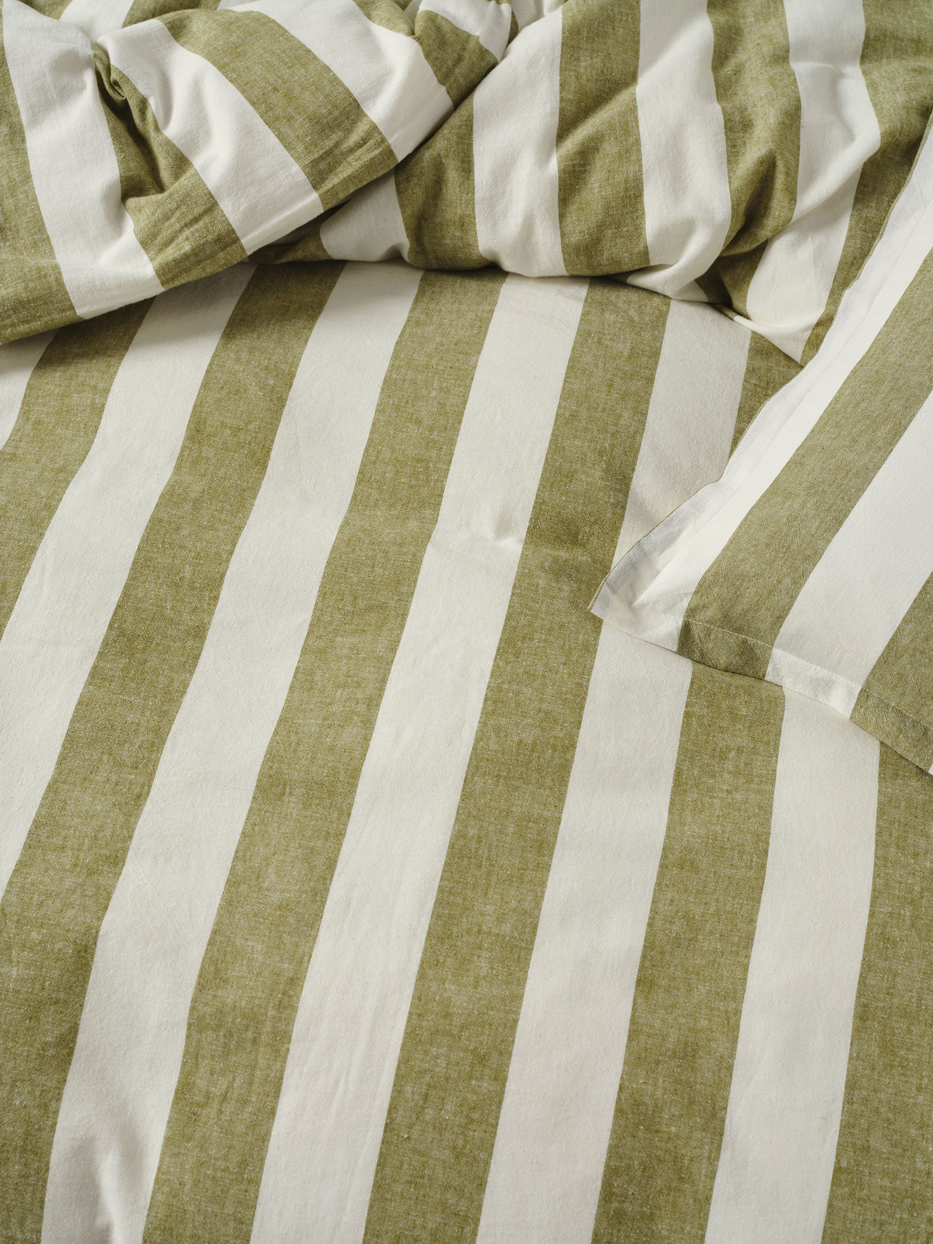 Vintage Stripe Pesto Quilt Cover Set