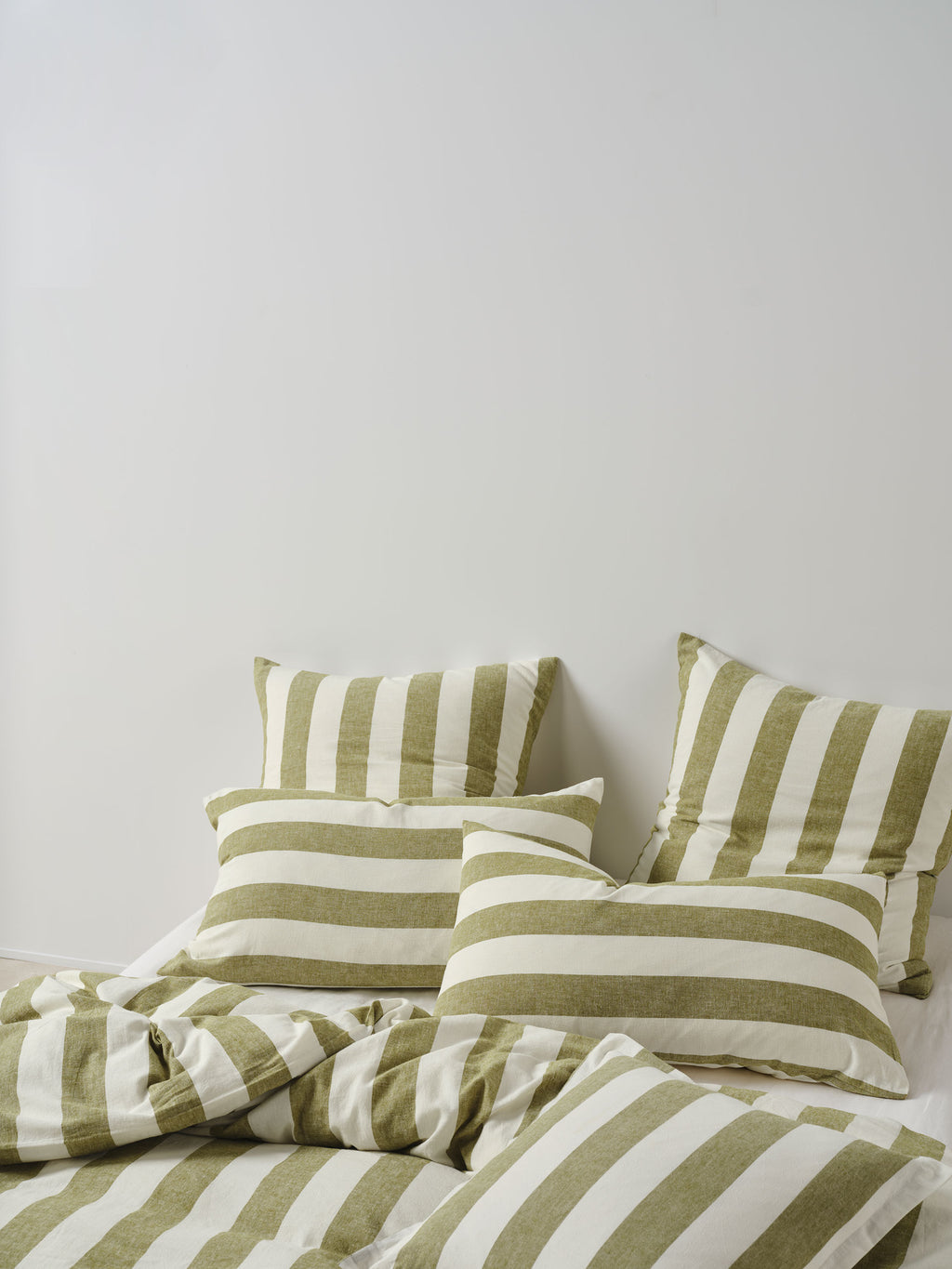 Vintage Stripe Pesto Quilt Cover Set