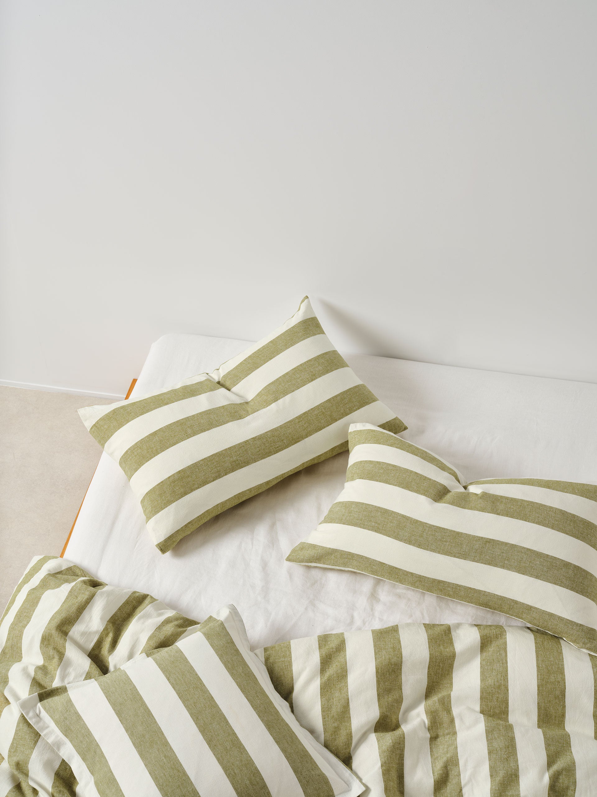 Vintage Stripe Pesto Quilt Cover Set