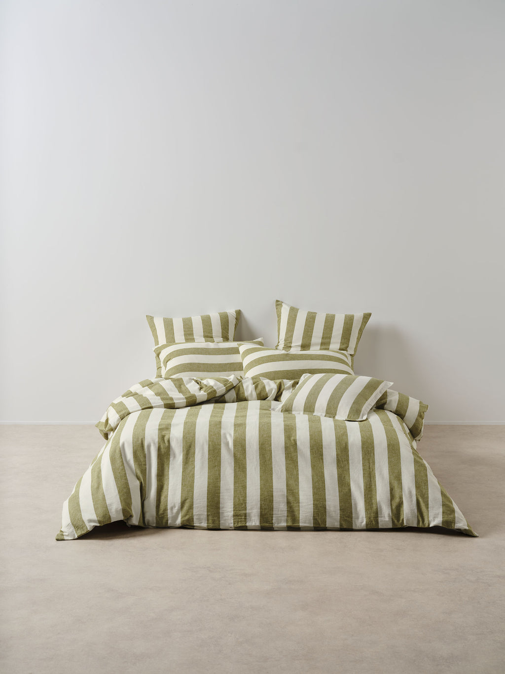 Vintage Stripe Pesto Quilt Cover Set