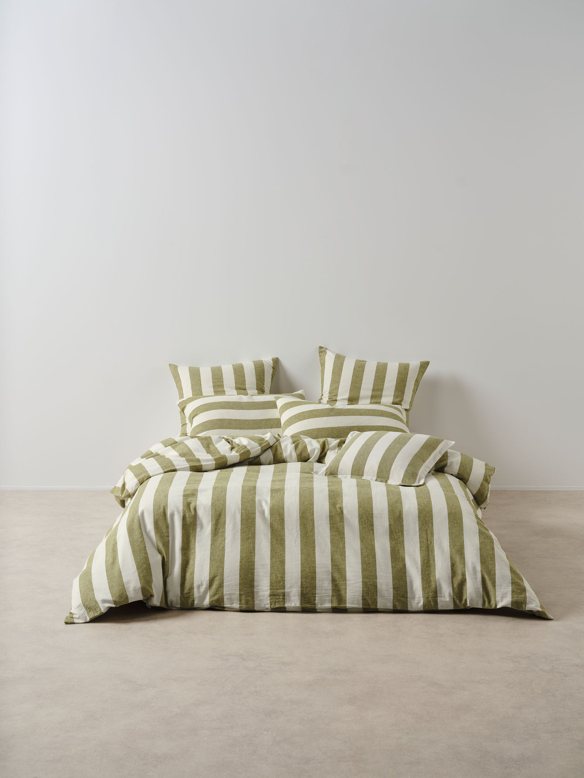 Vintage Stripe Pesto Quilt Cover Set