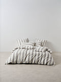Vintage Stripe Steel Quilt Cover Set