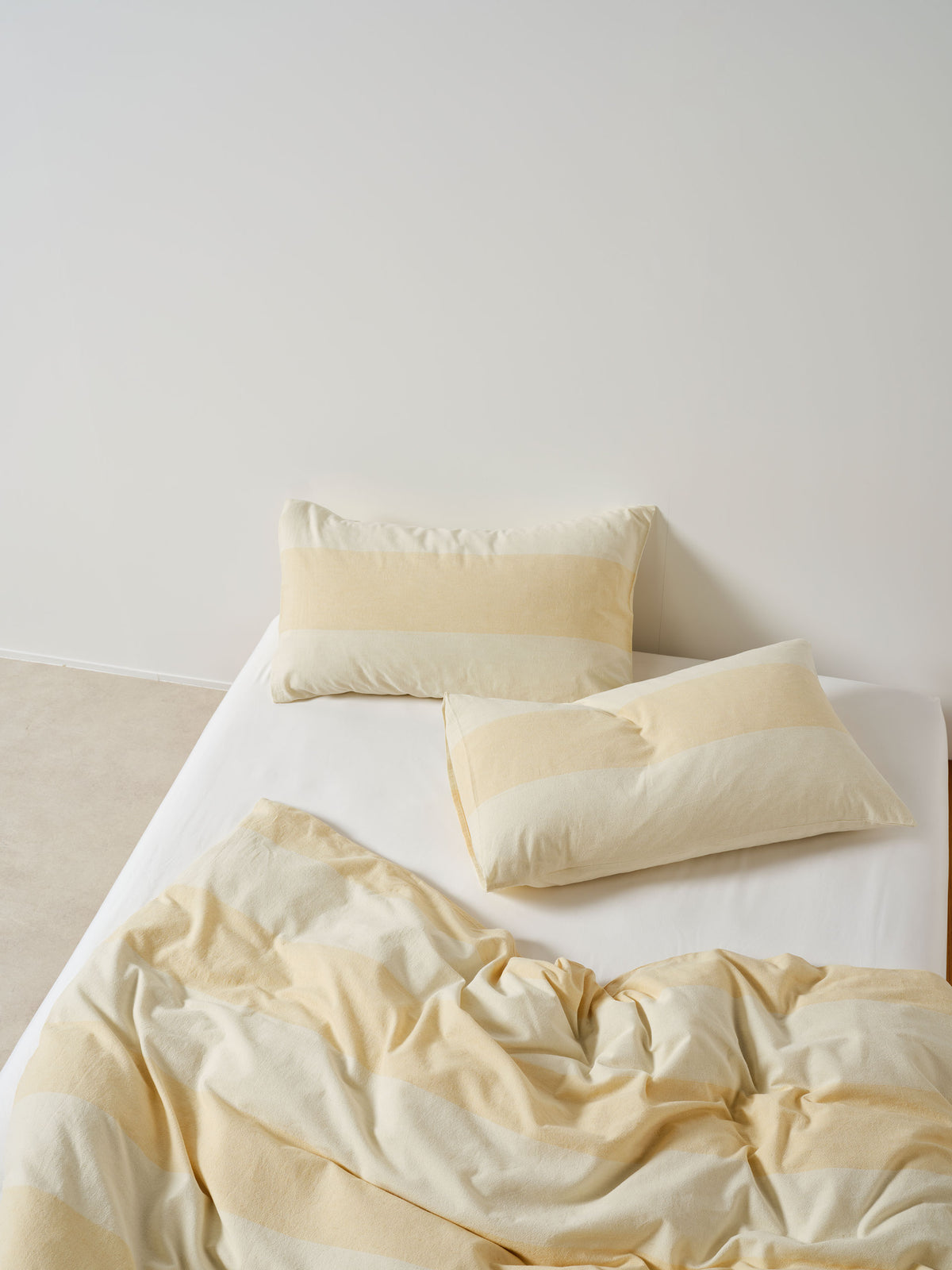 Vintage Wide Stripe Butter Quilt Cover Set