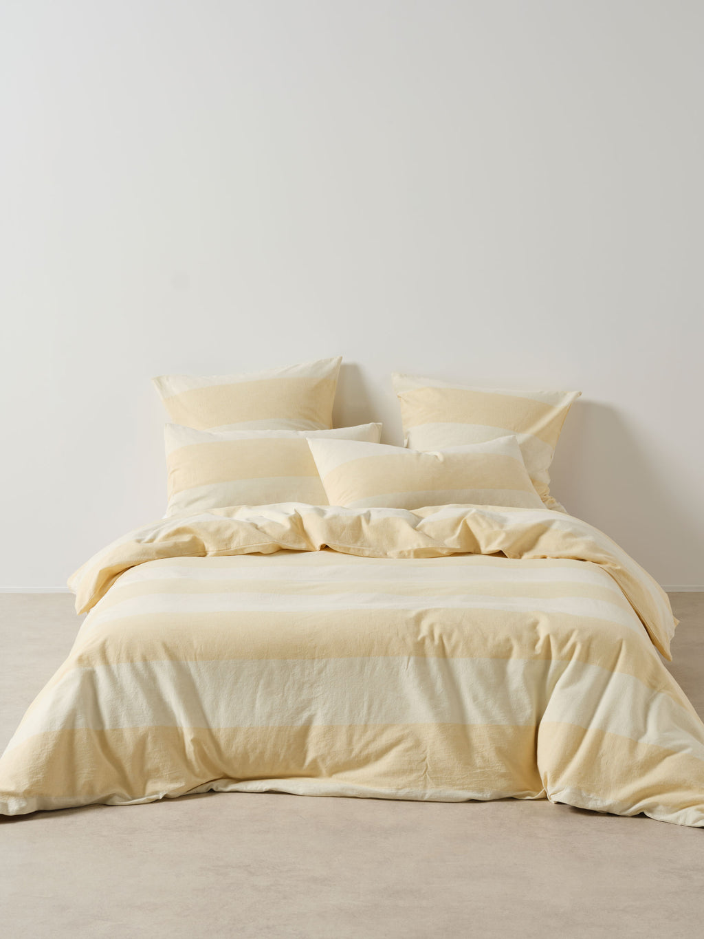 Vintage Wide Stripe Butter Quilt Cover Set
