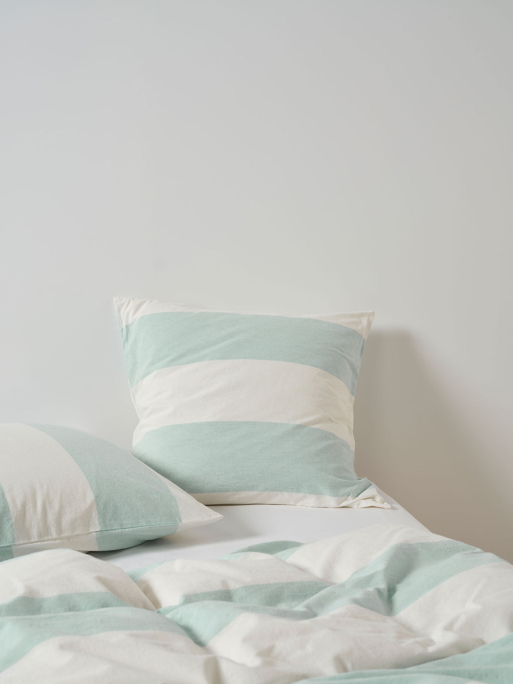 Vintage Wide Stripe Duck Egg European Pillowcase