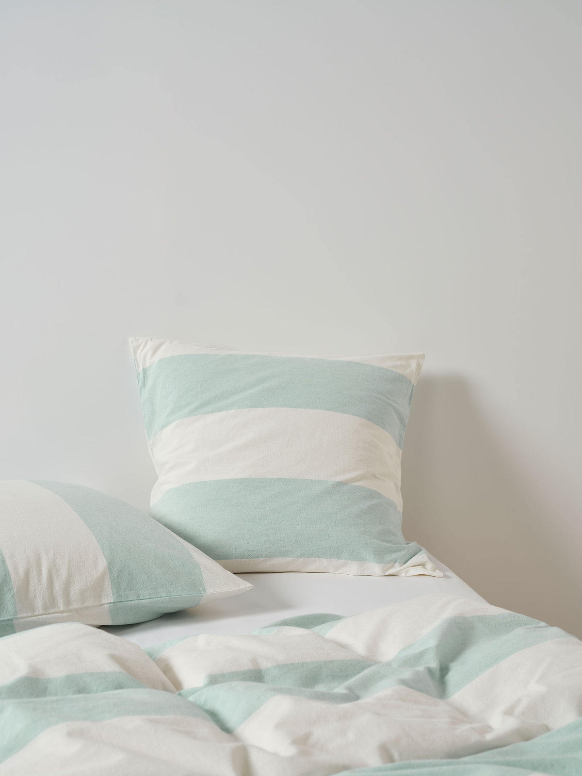 Vintage Wide Stripe Duck Egg European Pillowcase