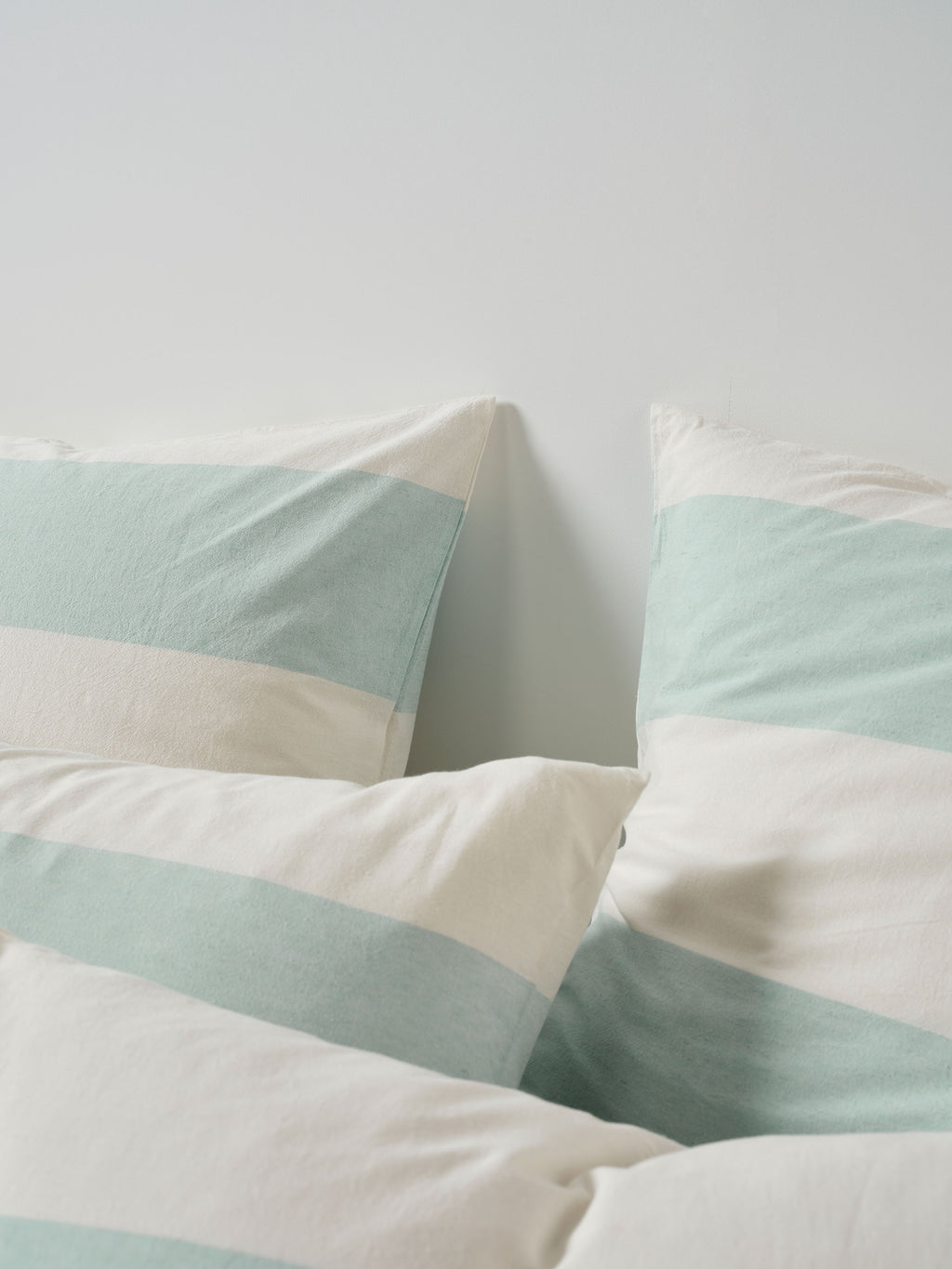 Vintage Wide Stripe Duck Egg Quilt Cover Set