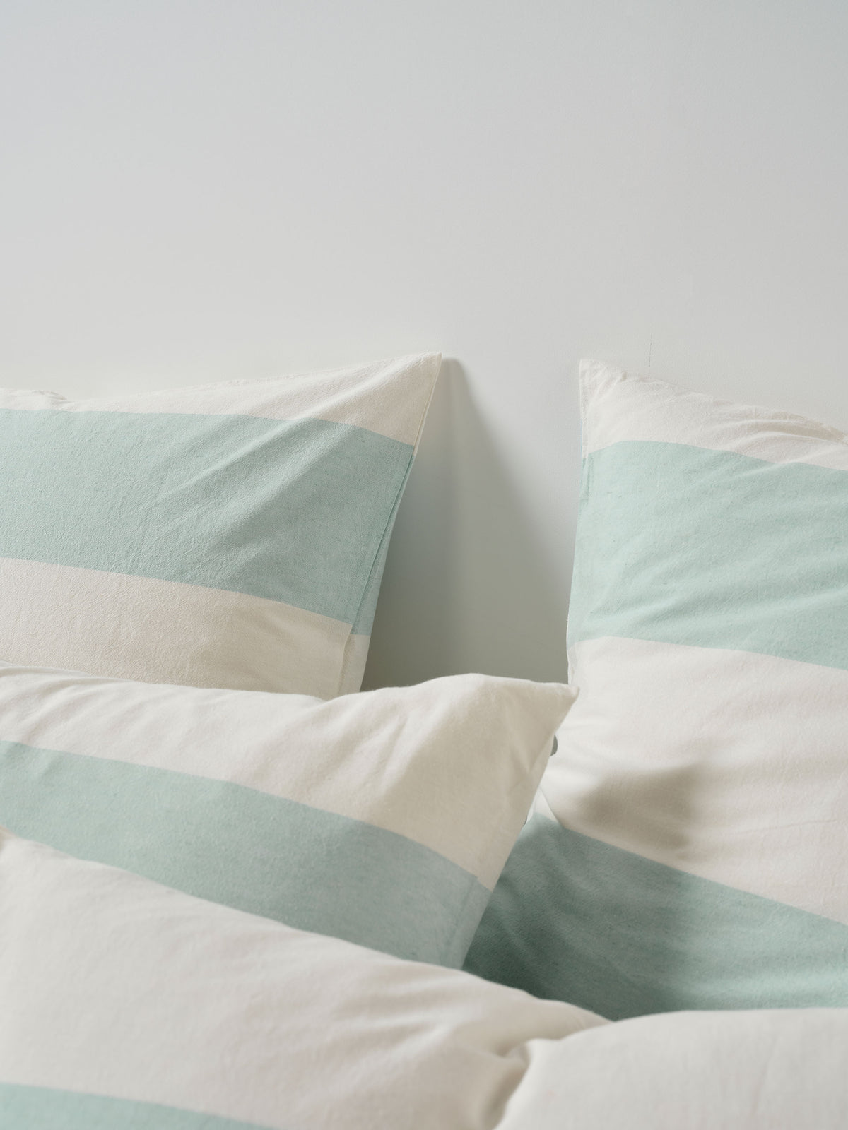 Vintage Wide Stripe Duck Egg Quilt Cover Set