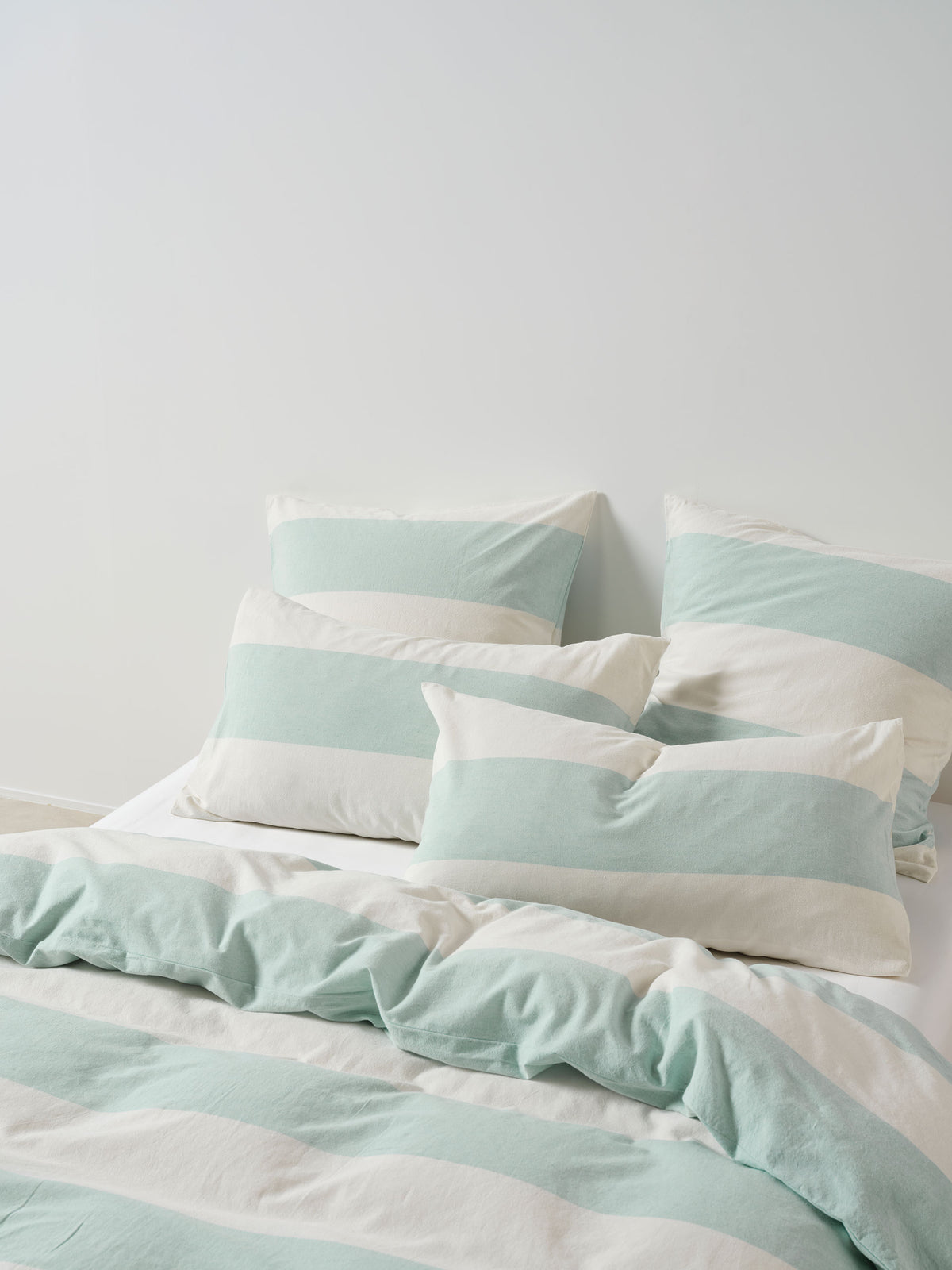 Vintage Wide Stripe Duck Egg European Pillowcase
