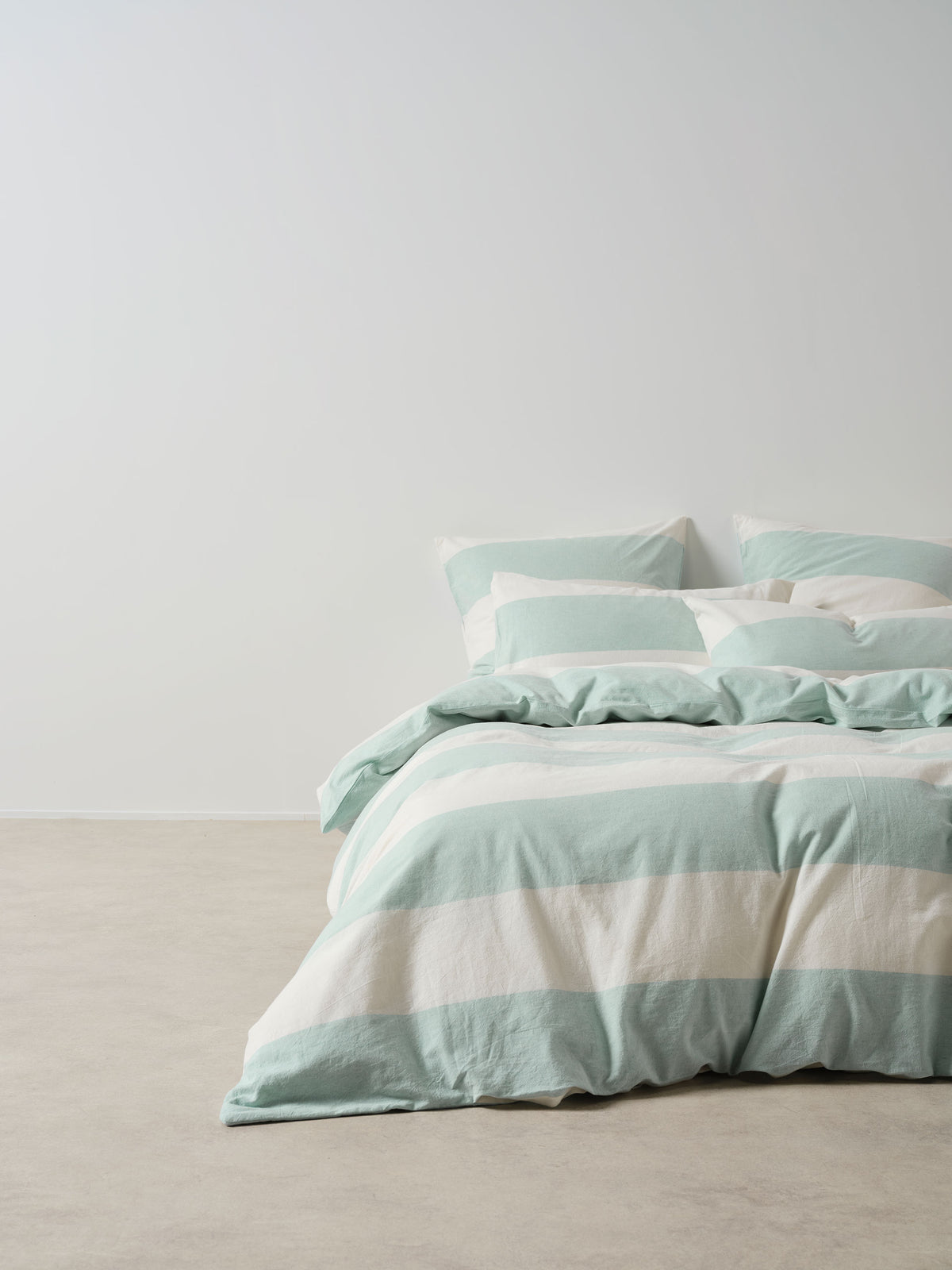 Vintage Wide Stripe Duck Egg Quilt Cover Set