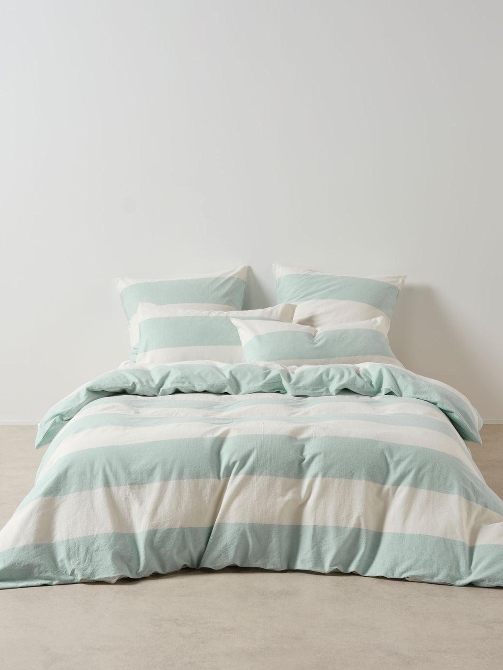 Vintage Wide Stripe Duck Egg Quilt Cover Set