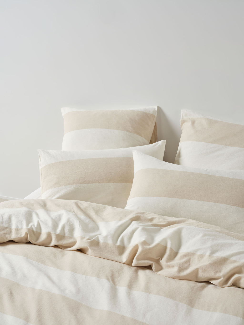 Vintage Wide Stripe Natural Quilt Cover Set