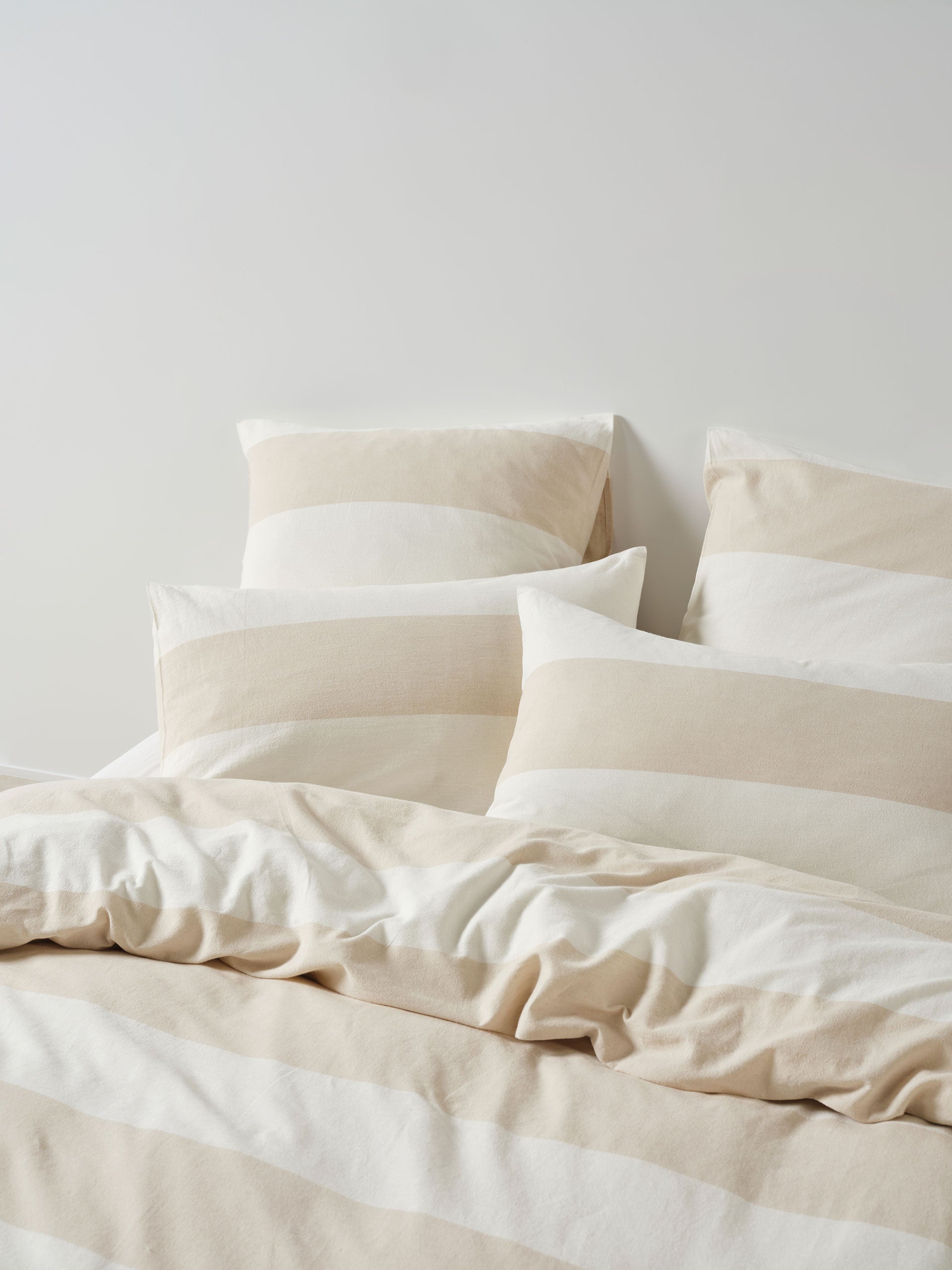 Vintage Wide Stripe Natural Quilt Cover Set