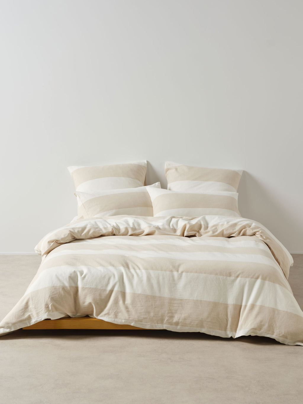 Vintage Wide Stripe Natural Quilt Cover Set