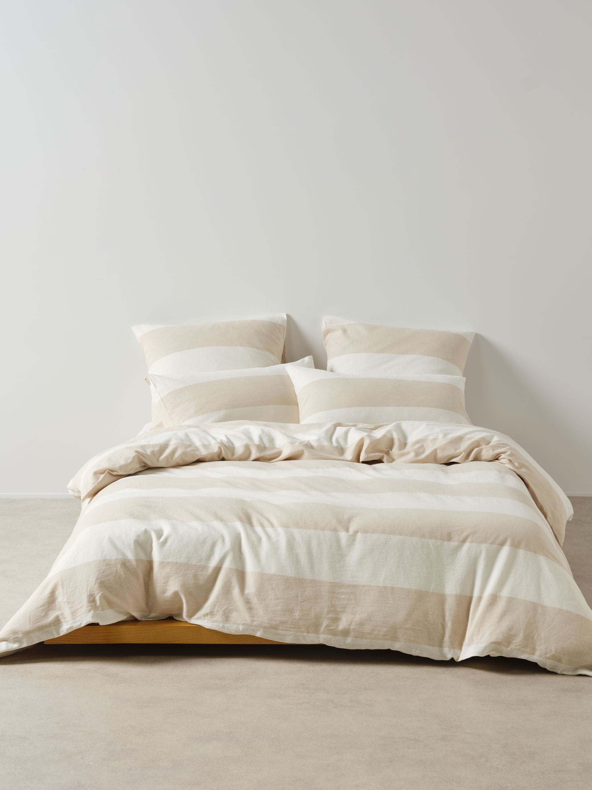 Vintage Wide Stripe Natural Quilt Cover Set