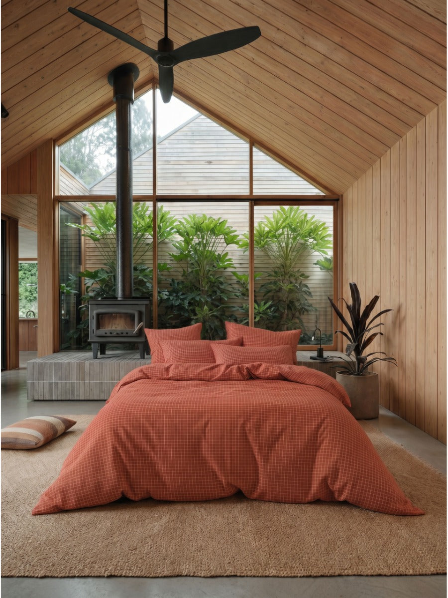 Volley Check Chilli Quilt Cover Set