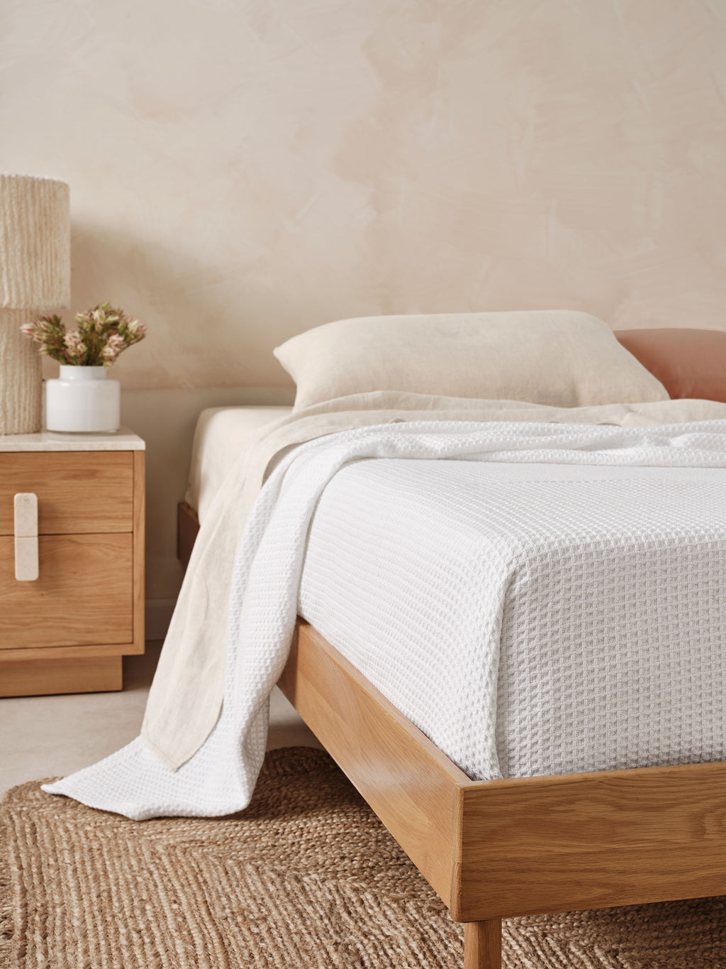 Waffle White Blanket