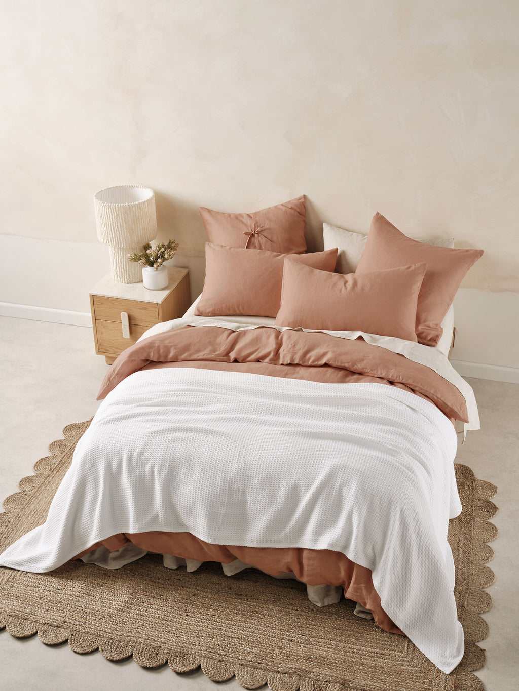 Waffle White Blanket