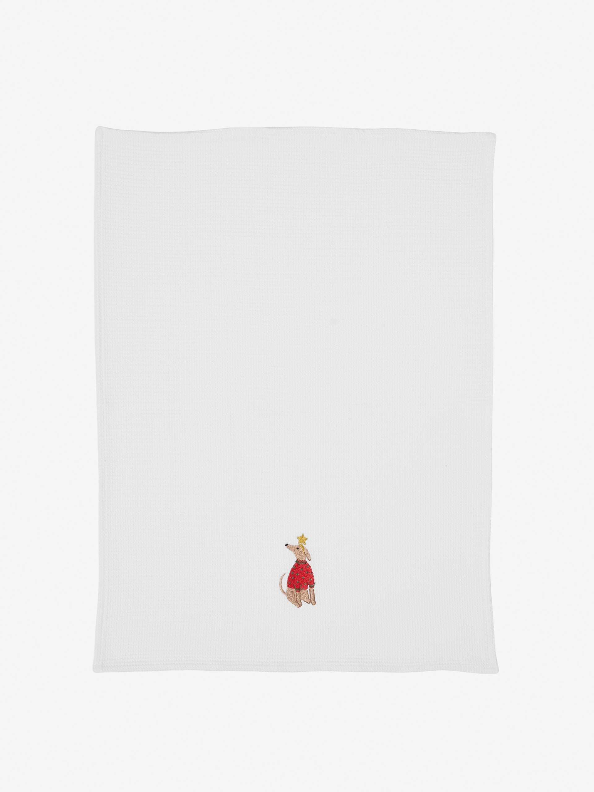 Whippet Embroidered Tea Towel