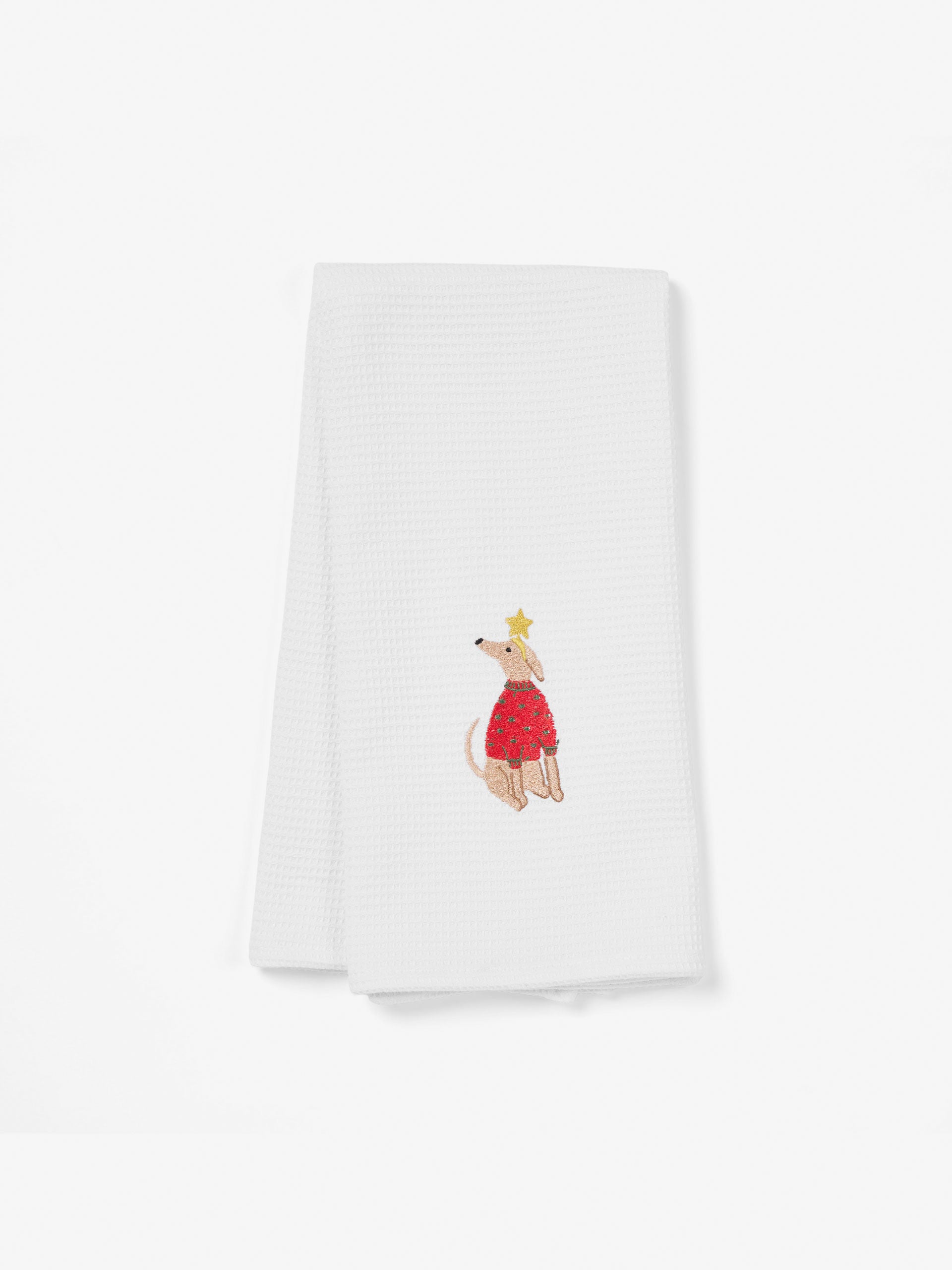 Whippet Embroidered Tea Towel