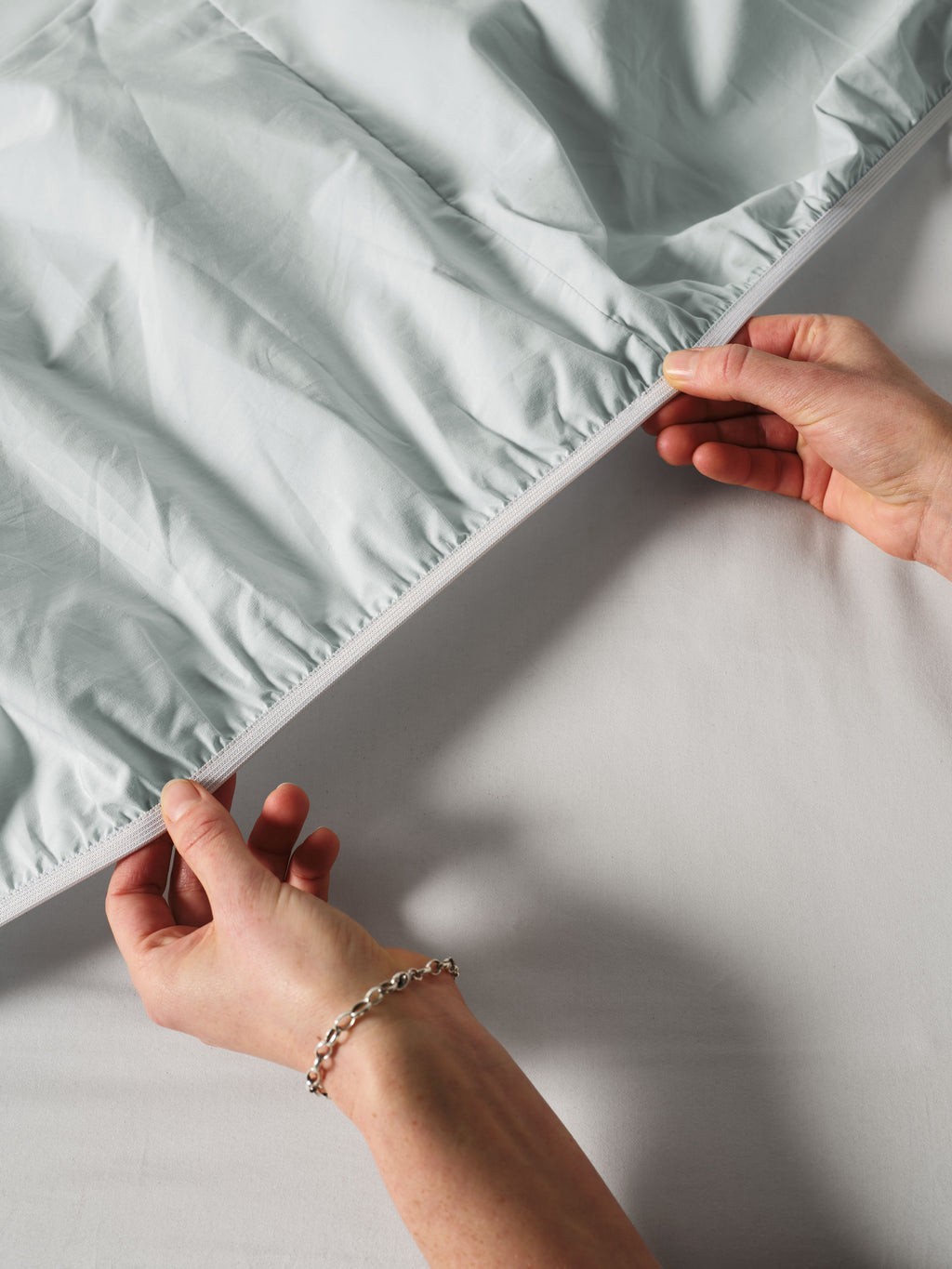 Winton Pale Blue Fitted Sheet 40cm
