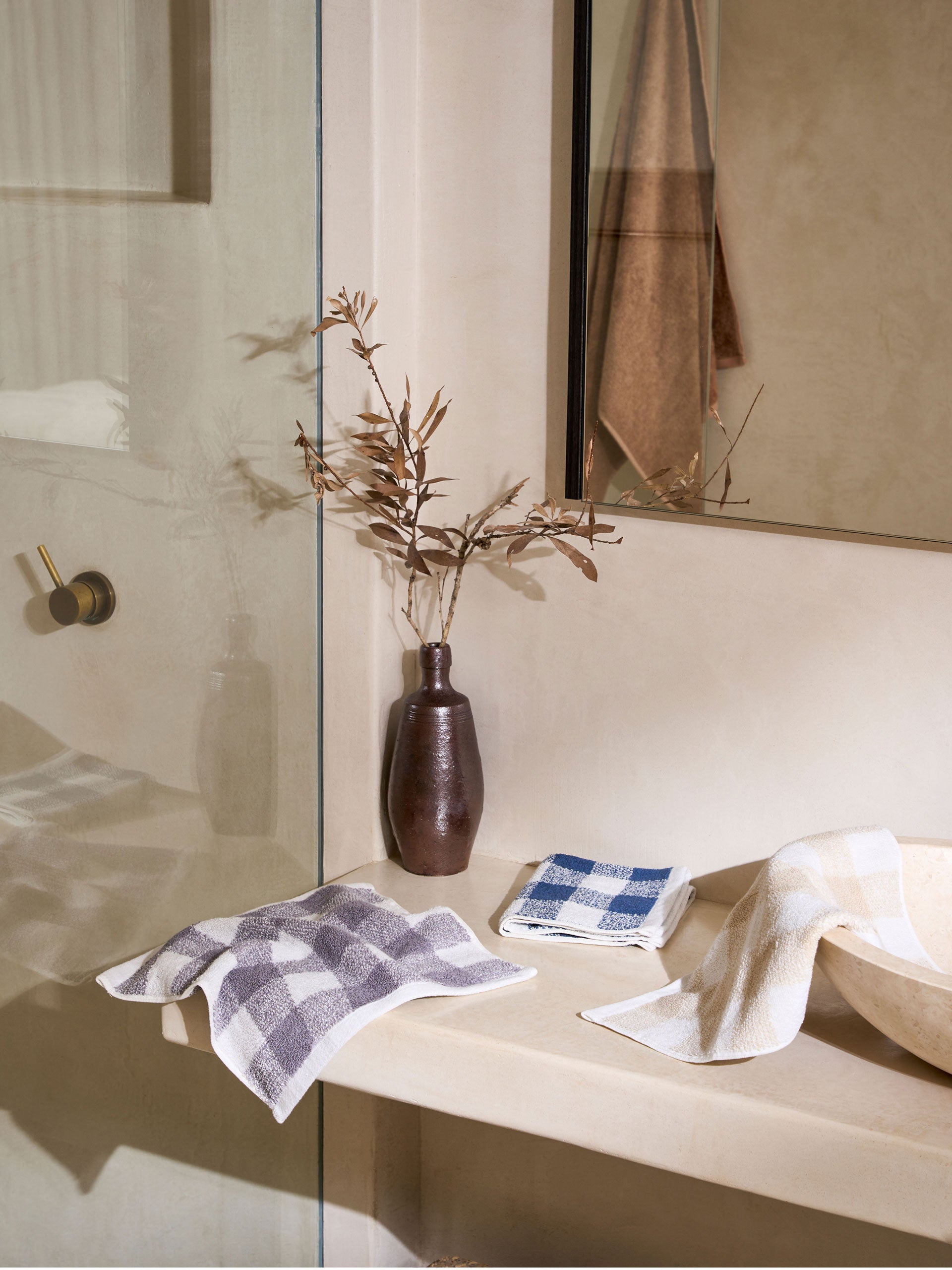 Flinders Check Beige Towel Collection