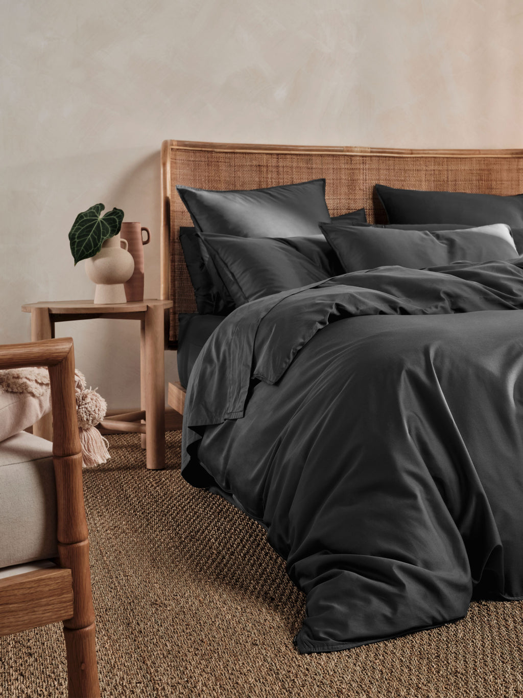 Nara Charcoal Quilt Cover Set