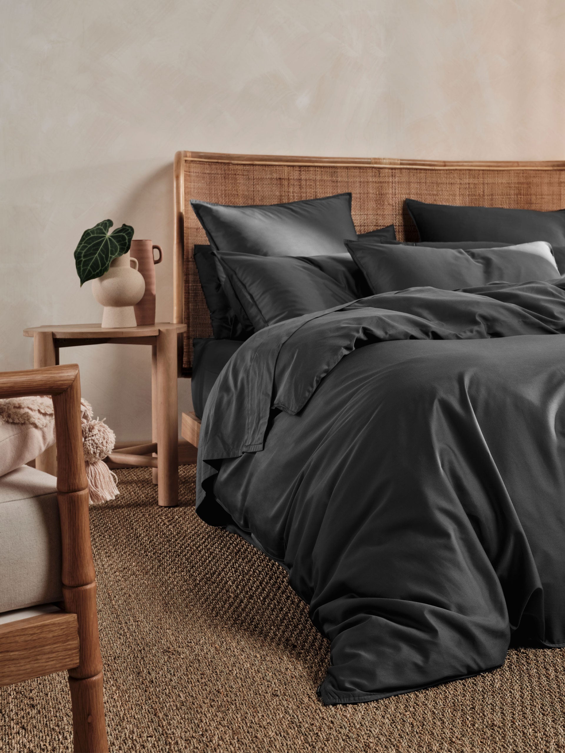 Nara Charcoal Quilt Cover Set