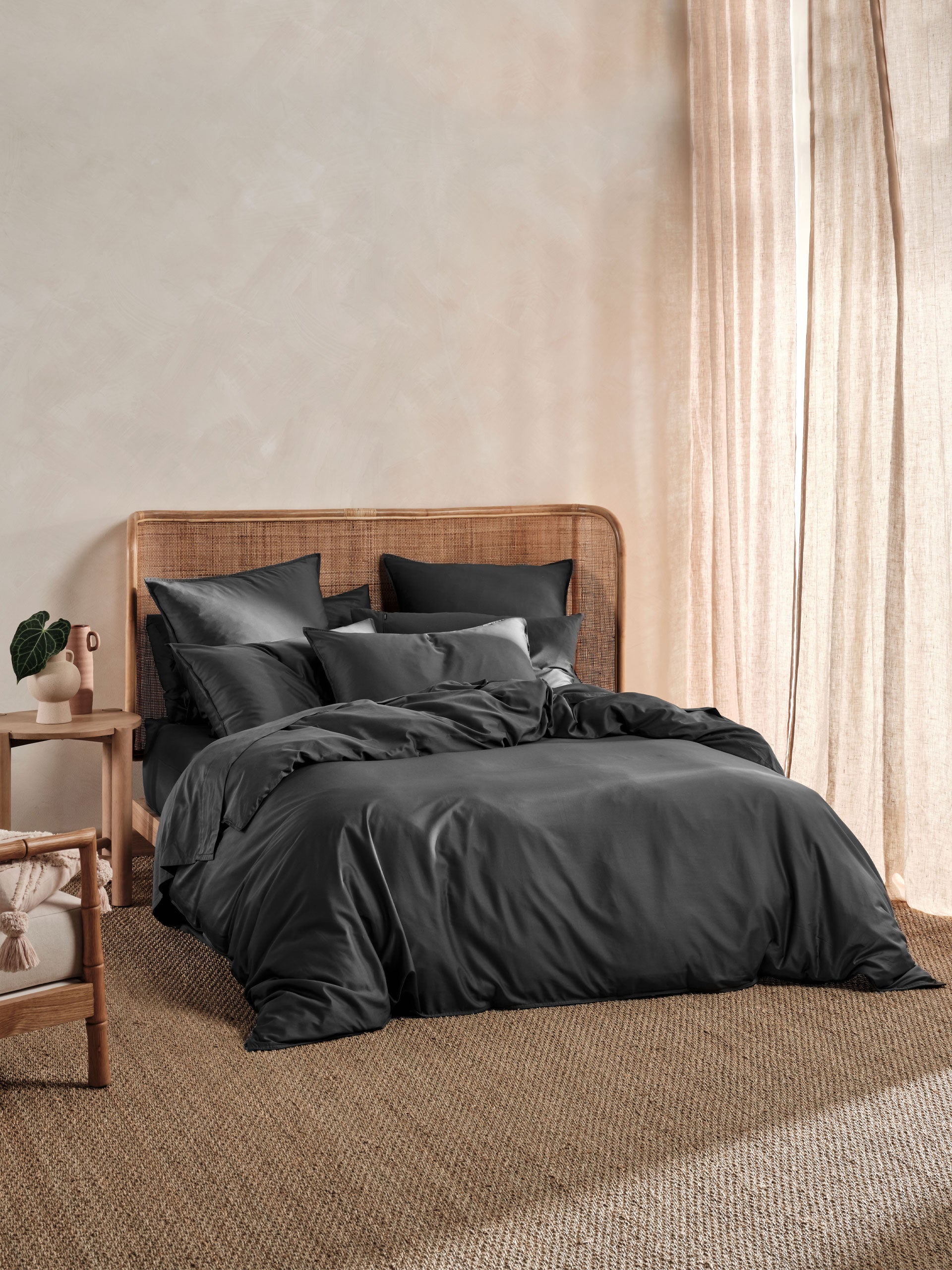 Nara Charcoal Quilt Cover Set