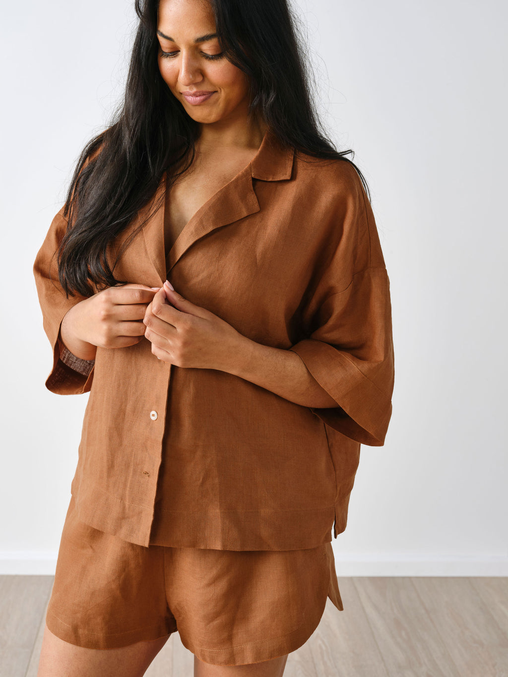 Nimes Cinnamon Wide-Sleeved Shirt