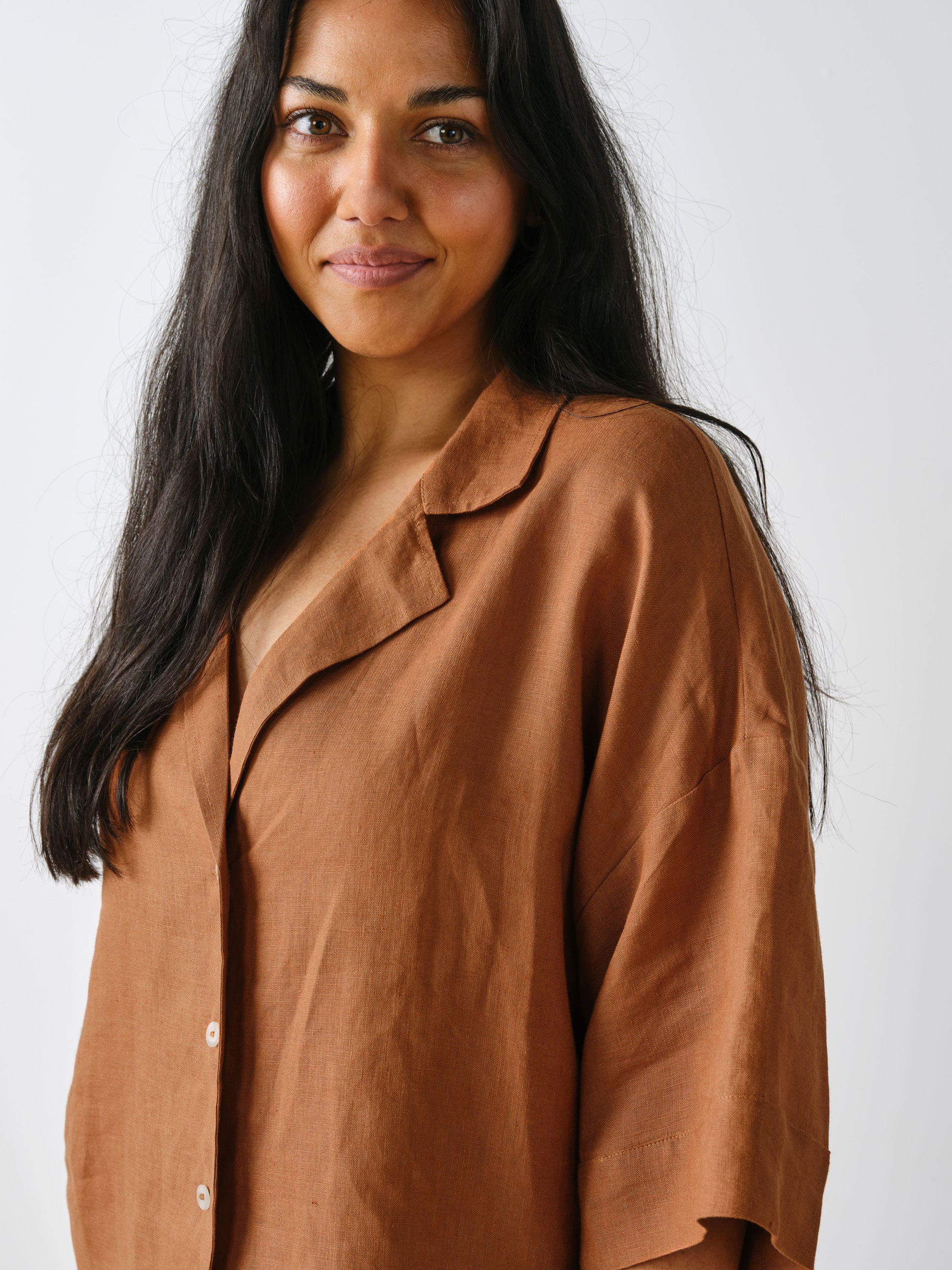 Nimes Cinnamon Wide-Sleeved Shirt