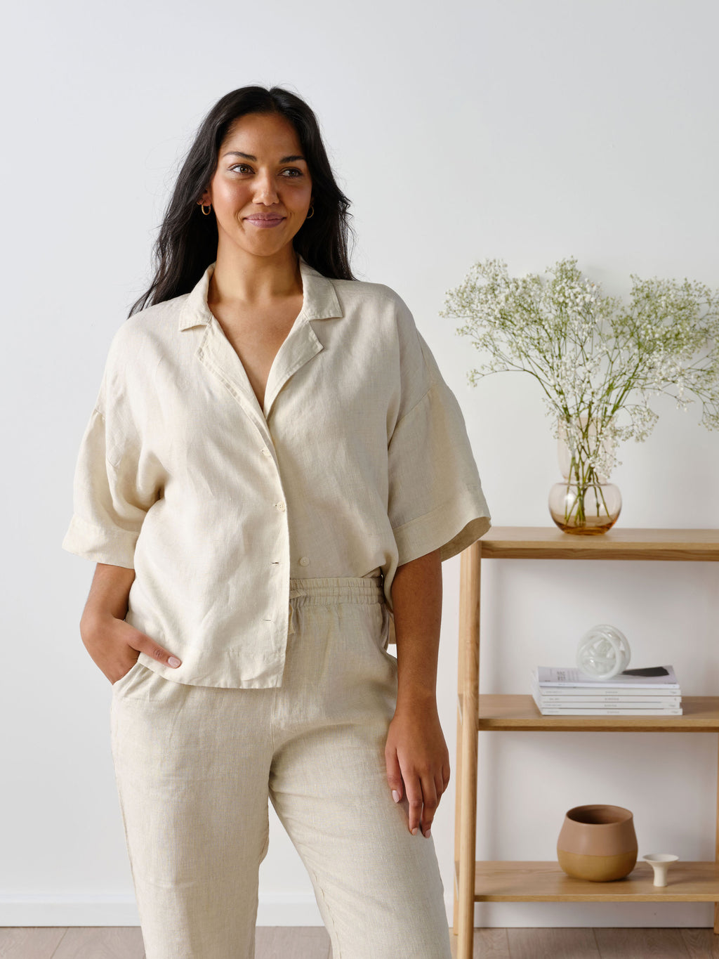 Nimes Natural Wide-Sleeved Shirt