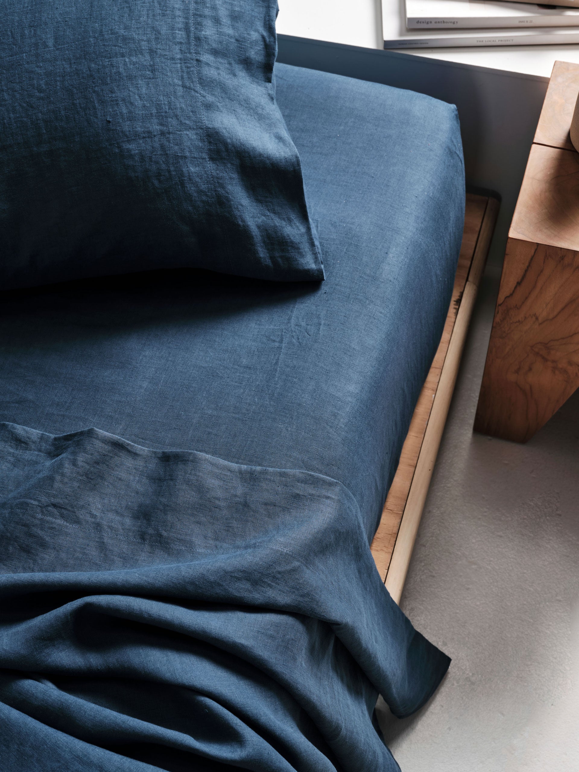 Nimes Navy Fitted Sheet 50cm