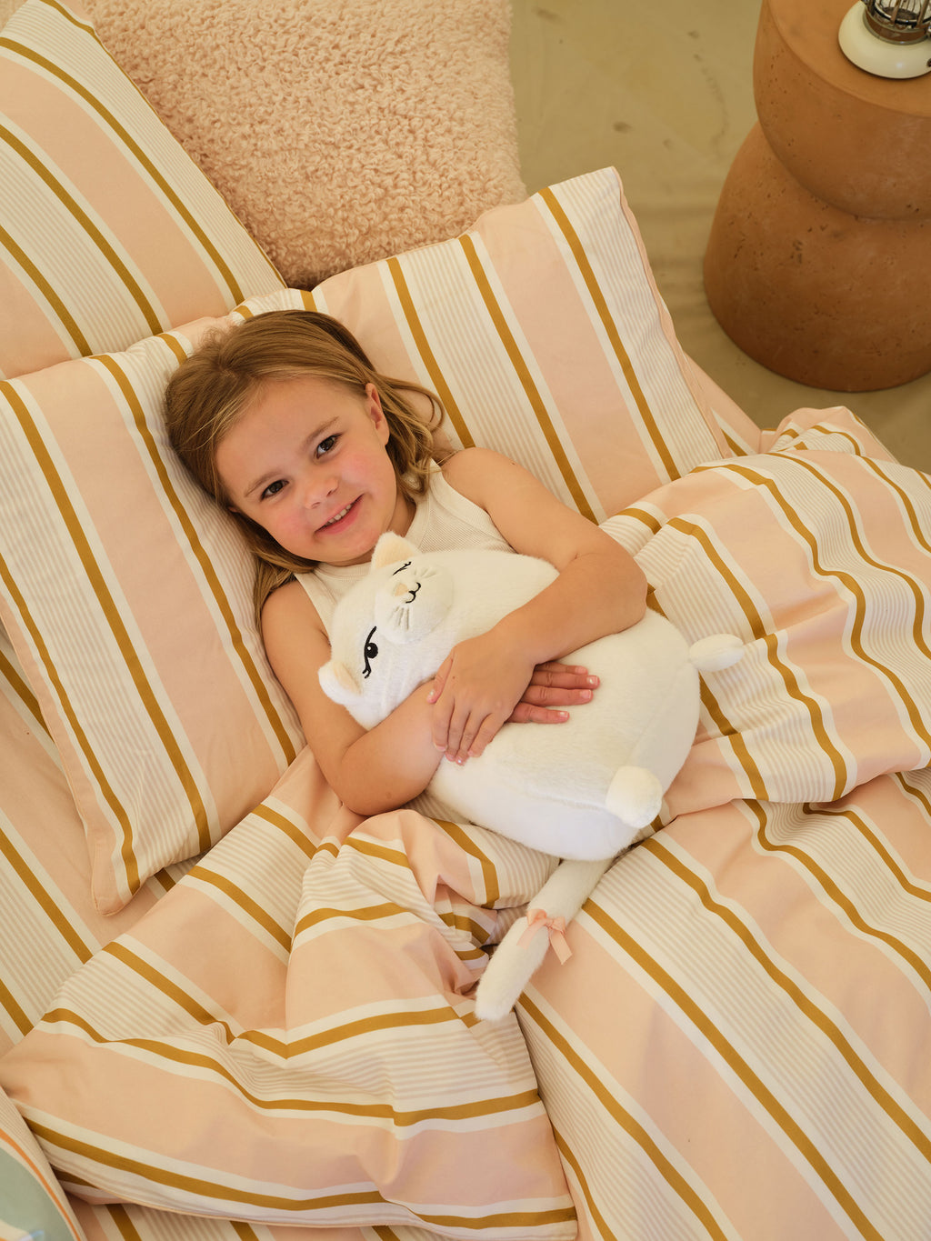 Sailor Stripe Pink Fitted Sheet + Pillowcase Set