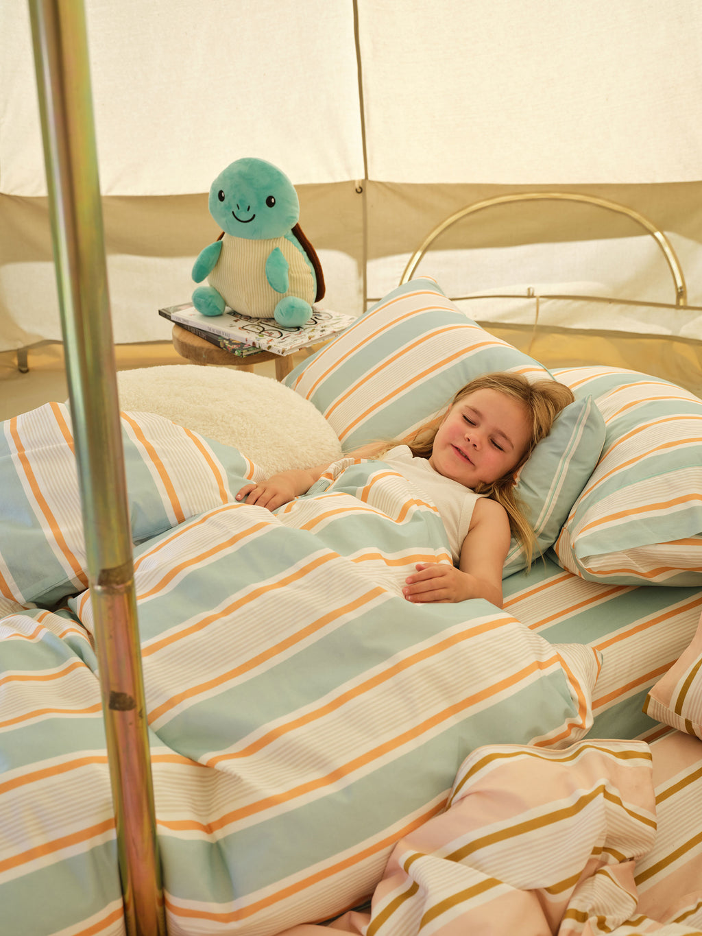 Sailor Stripe Blue Fitted Sheet + Pillowcase Set