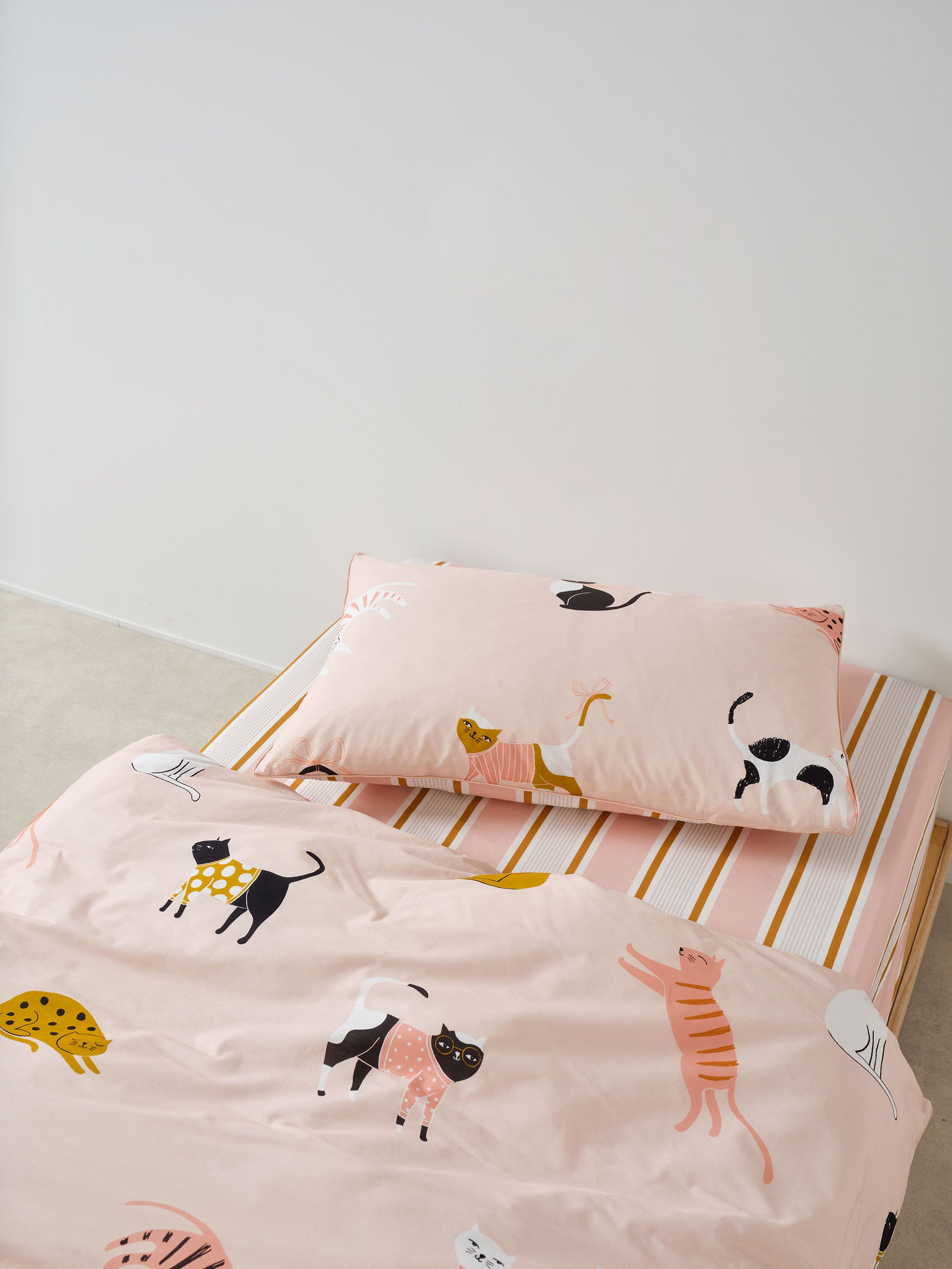 Sailor Stripe Pink Fitted Sheet + Pillowcase Set