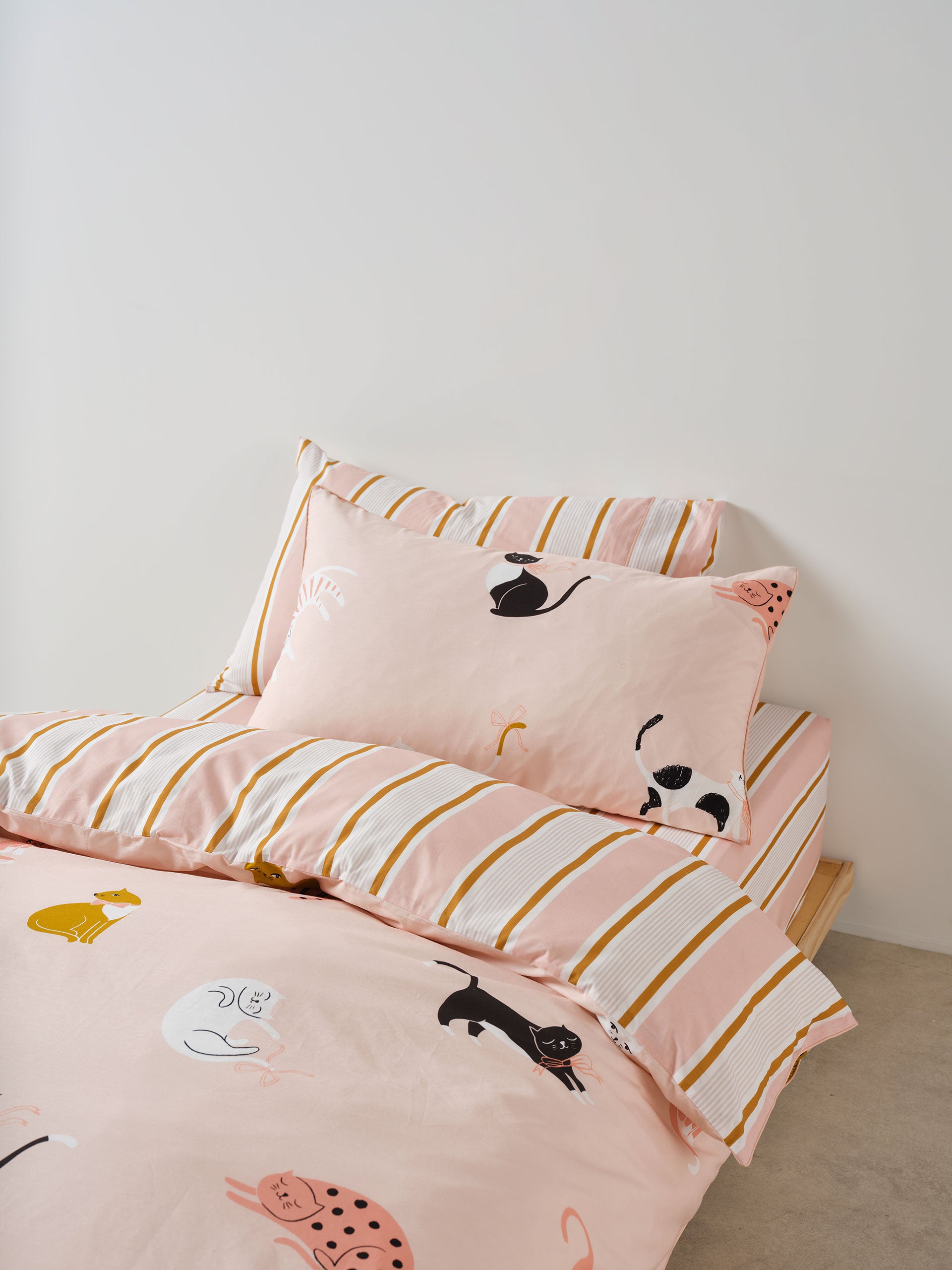 Sailor Stripe Pink Fitted Sheet + Pillowcase Set