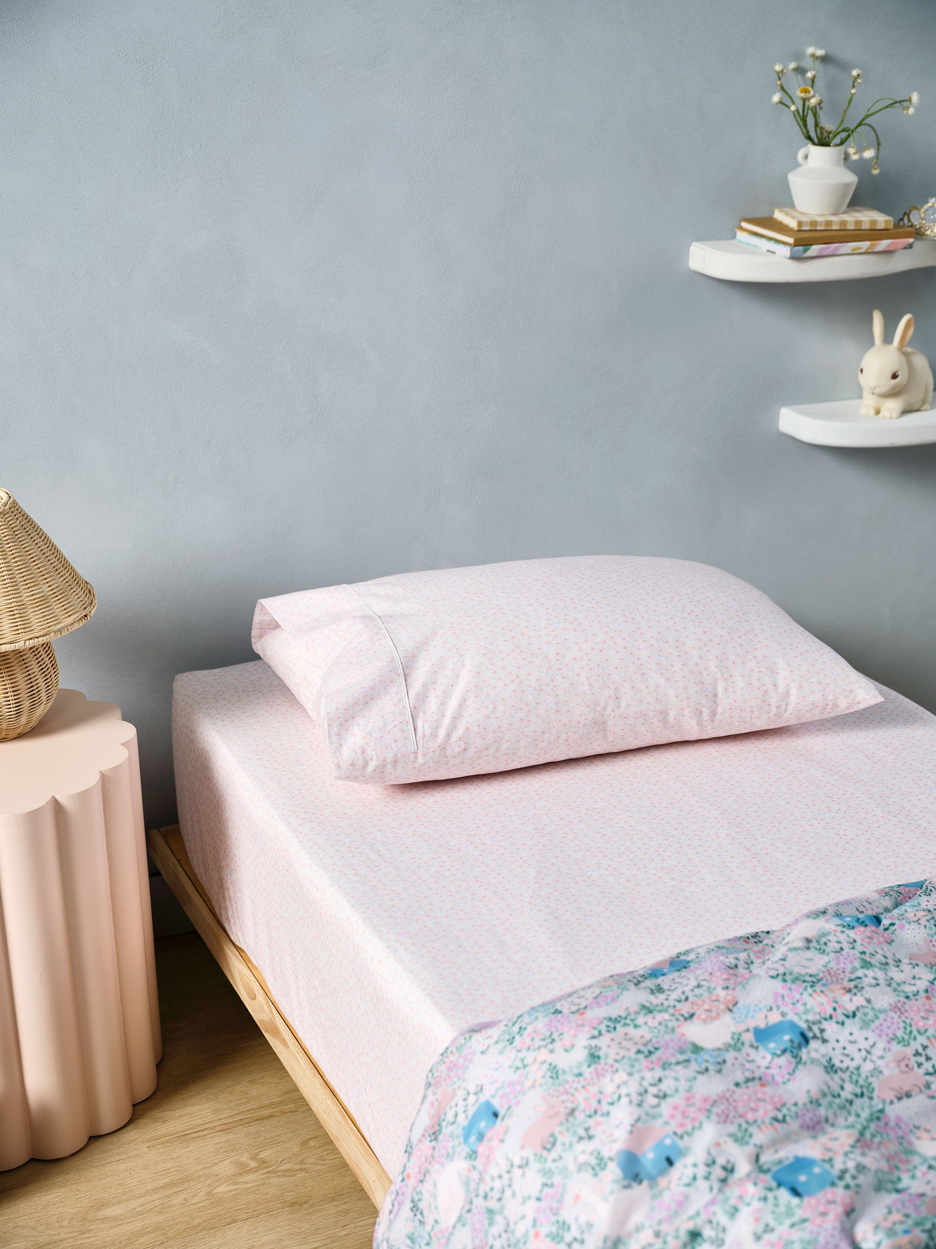 Daisy Meadow Fitted Sheet + Pillowcase Set