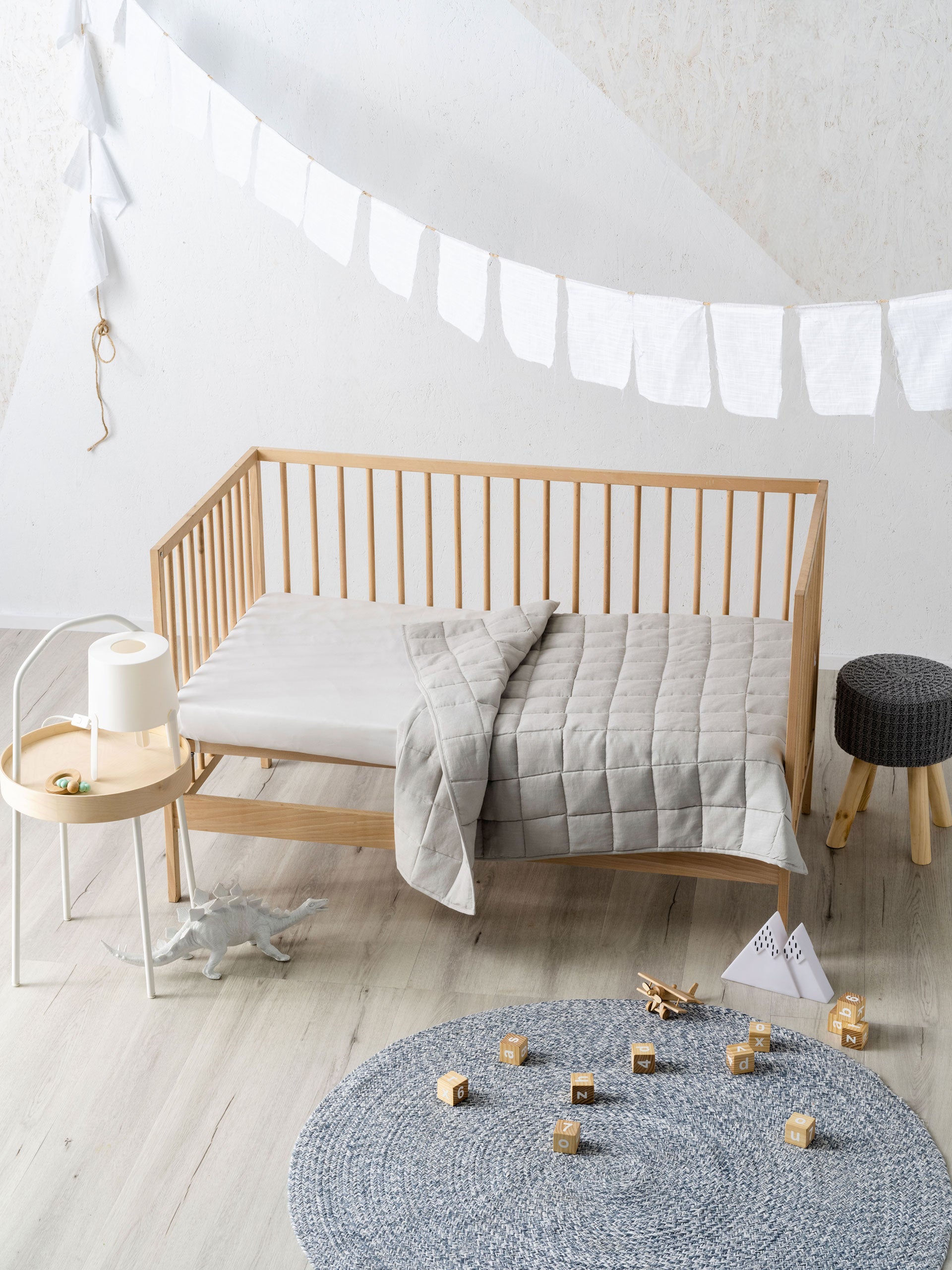 Nimes Pale Grey Cot Coverlet
