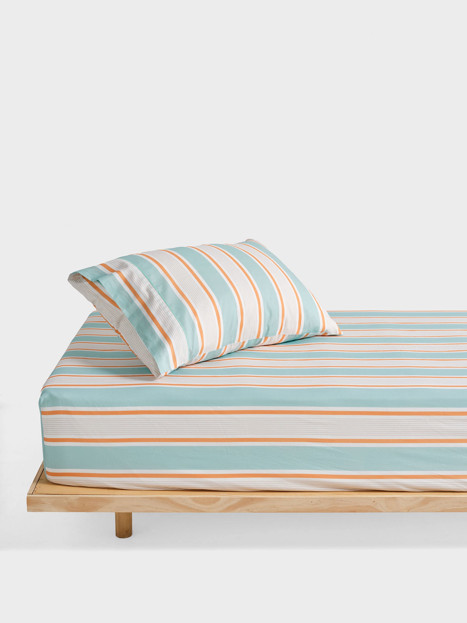 Sailor Stripe Blue Fitted Sheet + Pillowcase Set