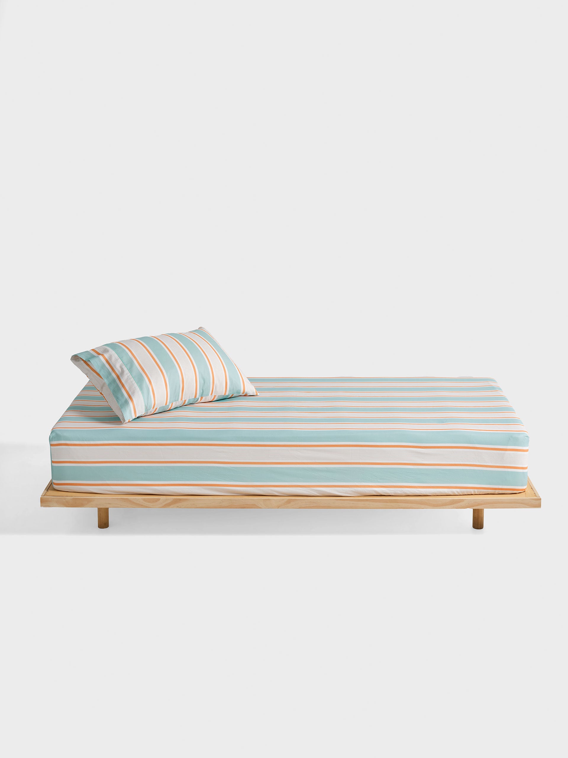 Sailor Stripe Blue Fitted Sheet + Pillowcase Set